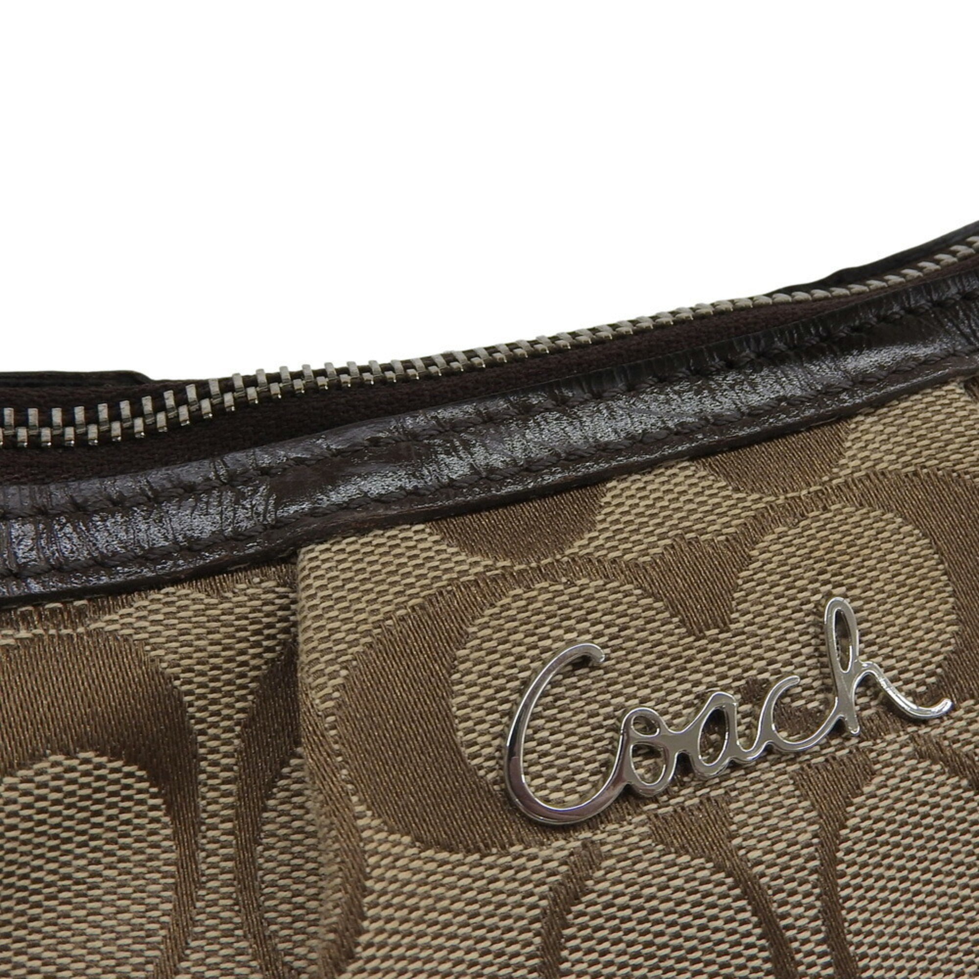 Coach Beige Brown Canvas Leather Shoulder Bag (Pre-Owned)