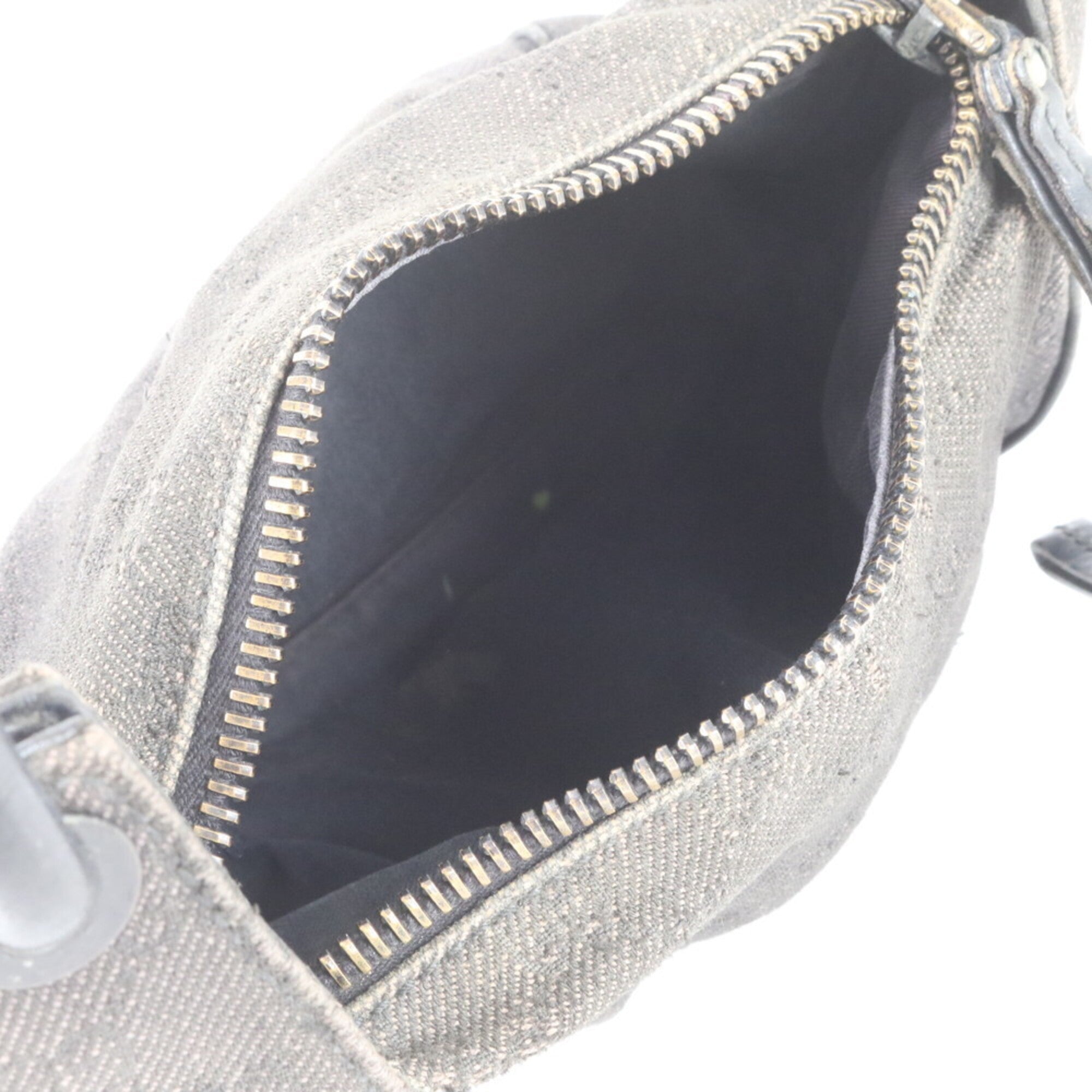 Gucci Gg Canvas Black Leather Canvas Handbag Tote Bag (Pre-Owned)