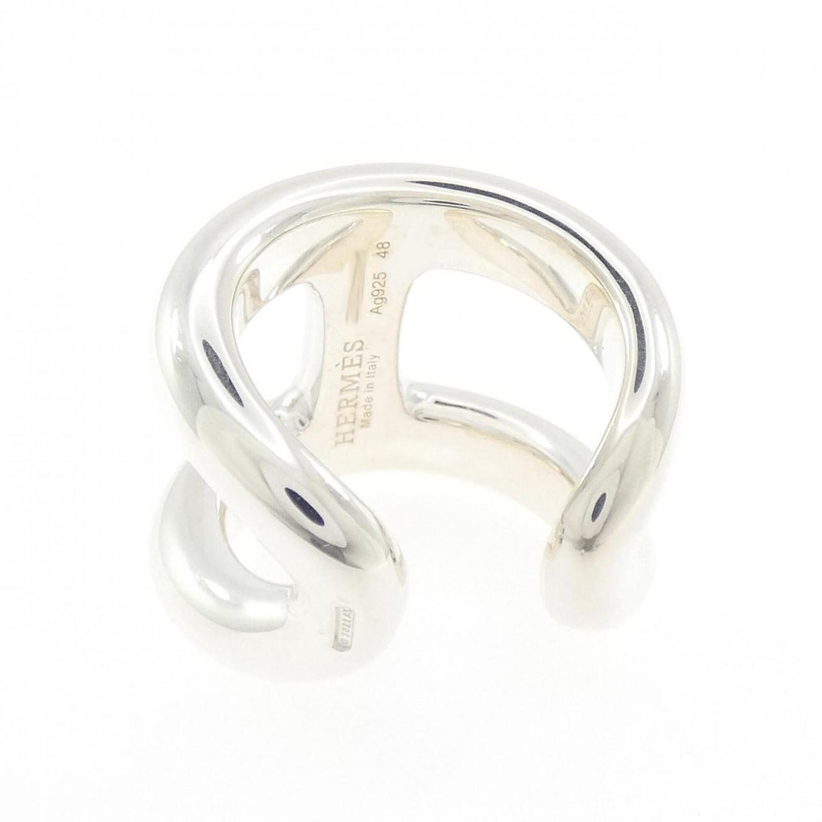 Hermes Silver 925 Band Ring (Pre-Owned)
