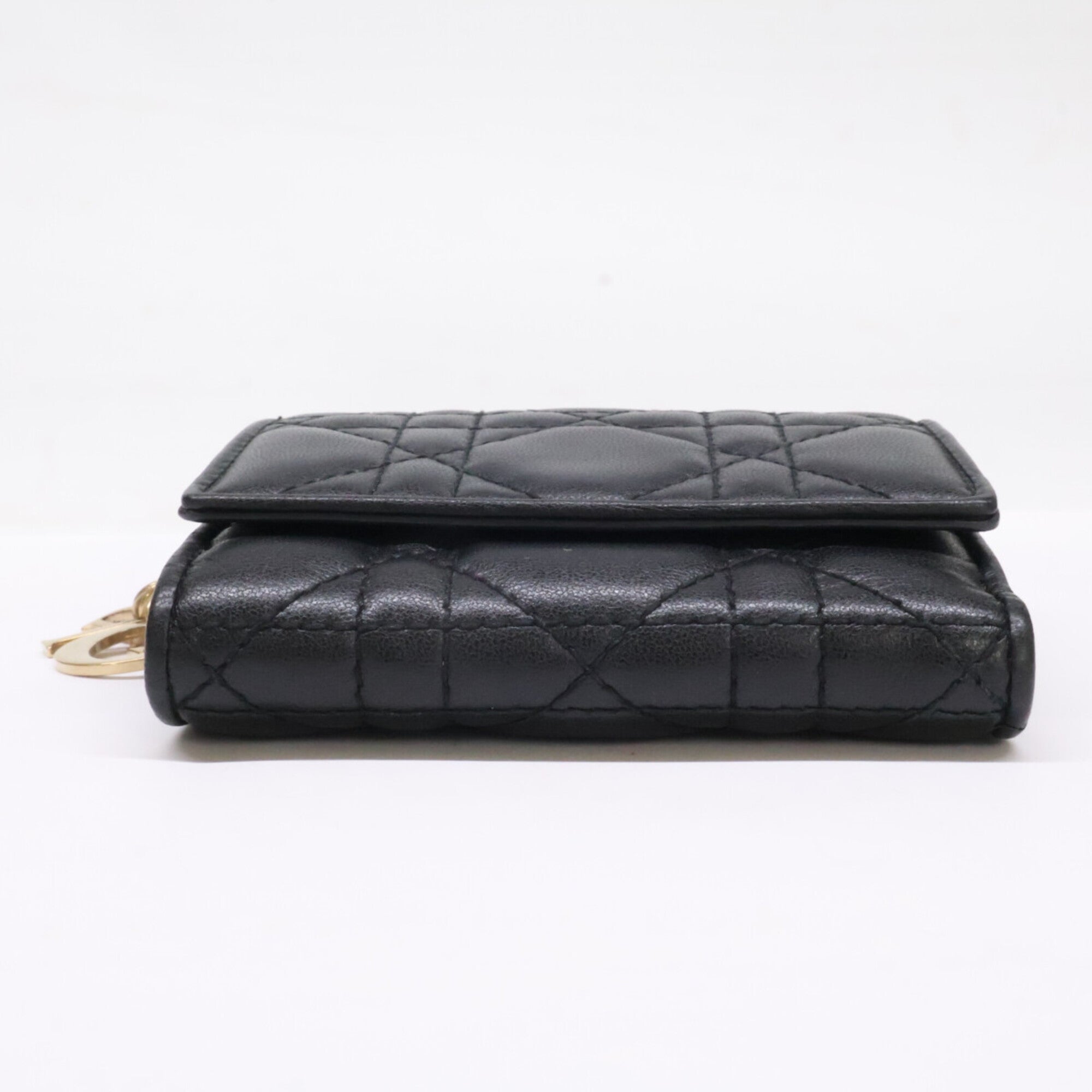 Christian Dior Black Leather Wallet (Tri-Fold) (Pre-Owned)