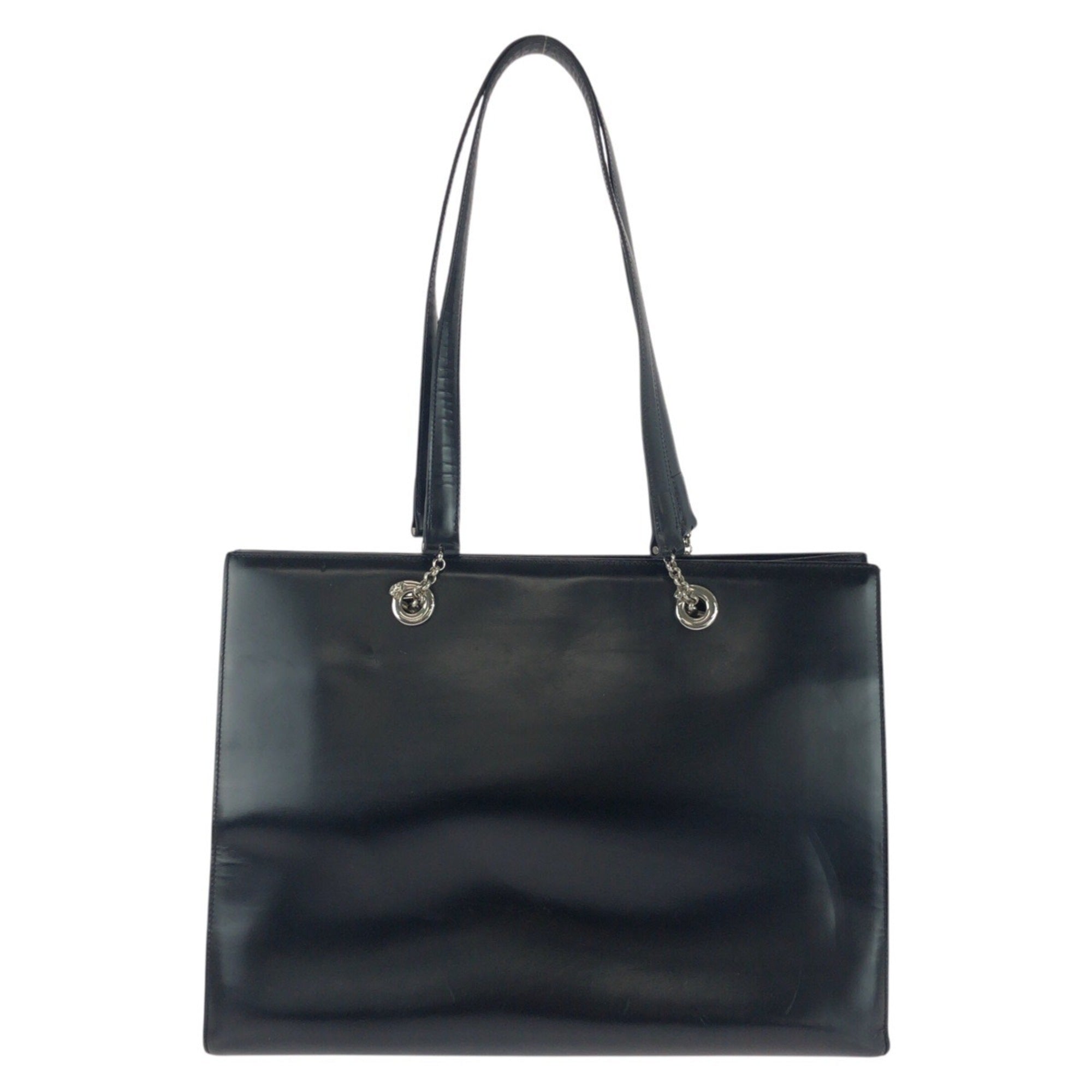 Cartier Black Leather Shoulder Bag Tote Bag (Pre-Owned)