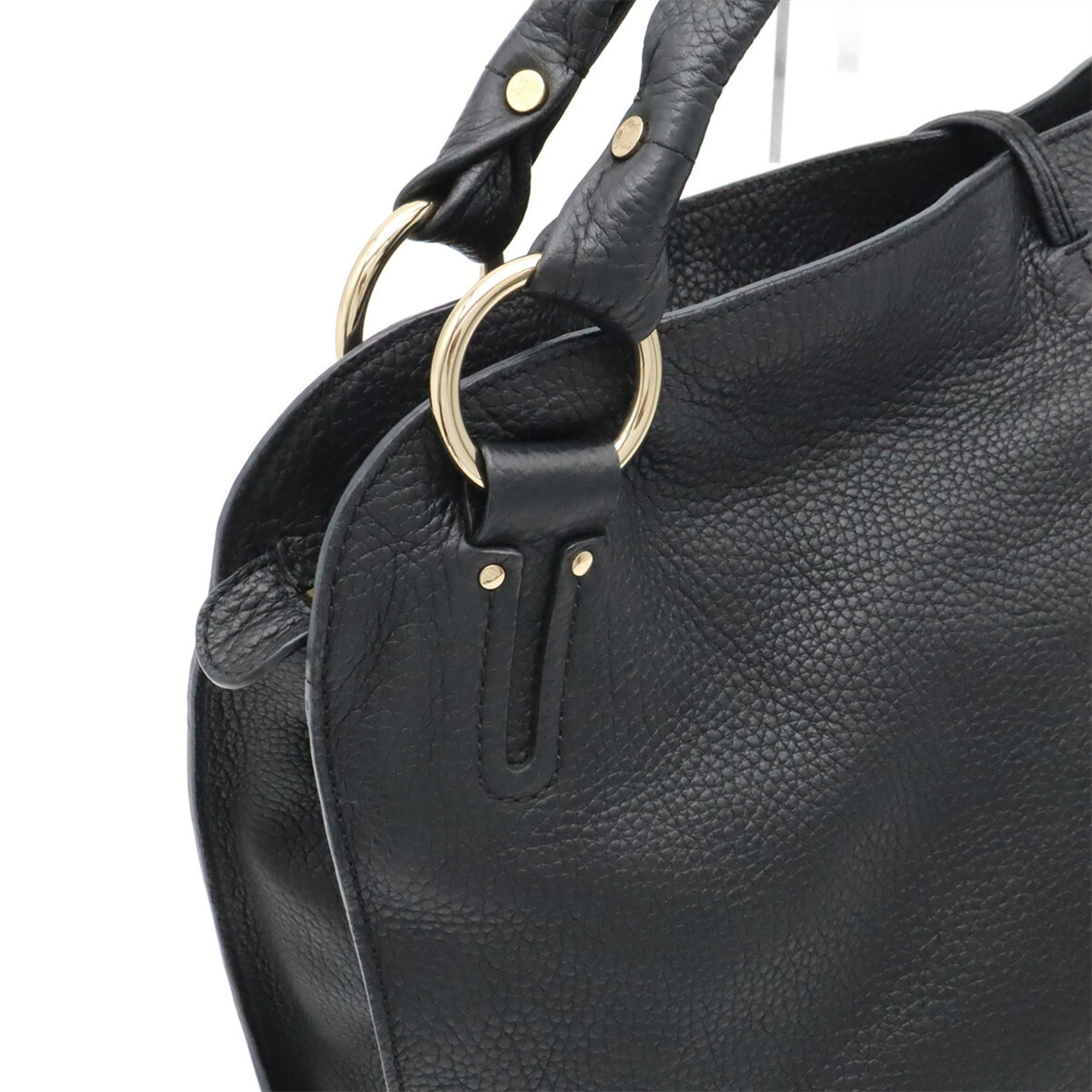 Celine Black White Leather Handbag Shoulder Bag (Pre-Owned)