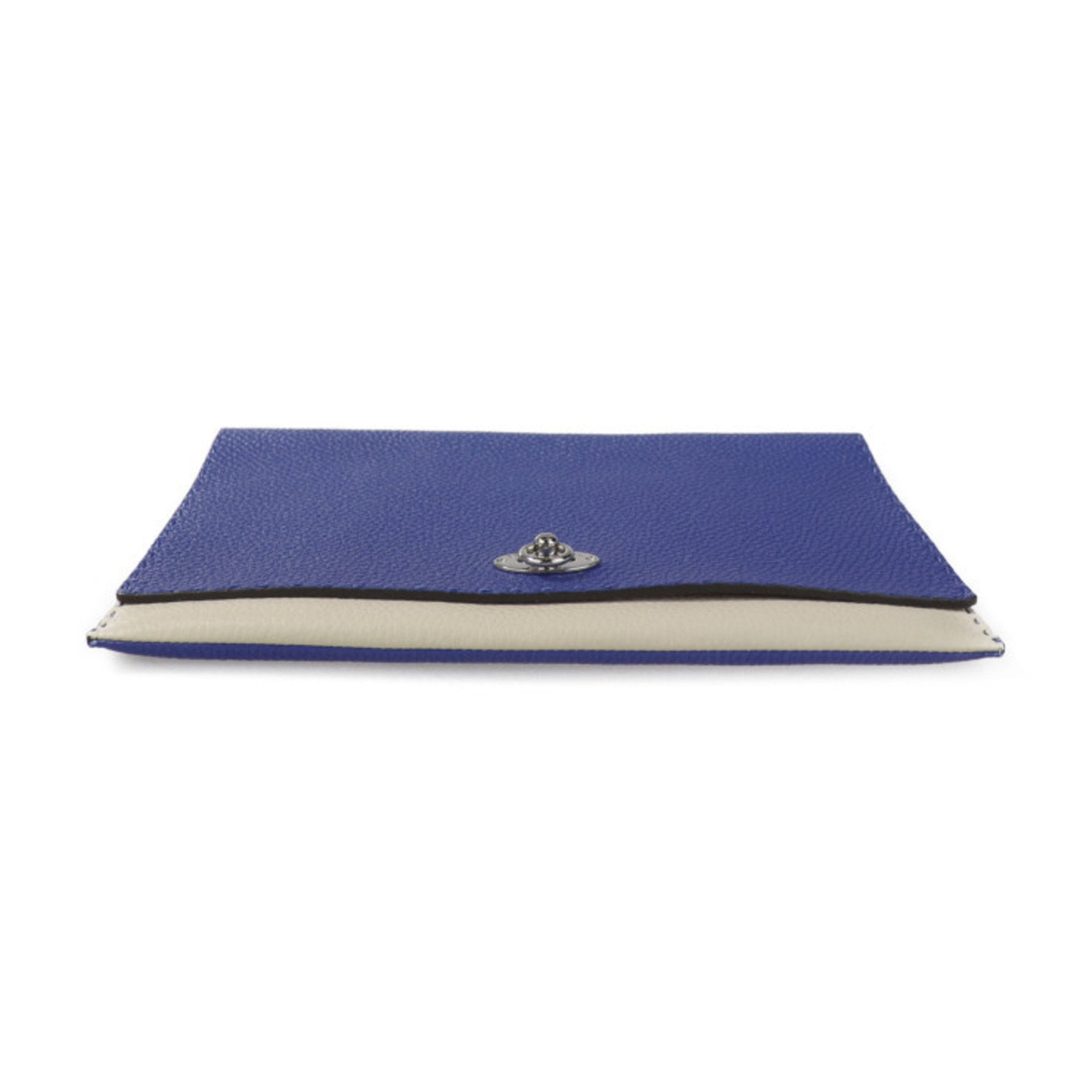 Fendi Selleria Blue Leather Clutch Bag (Pre-Owned)