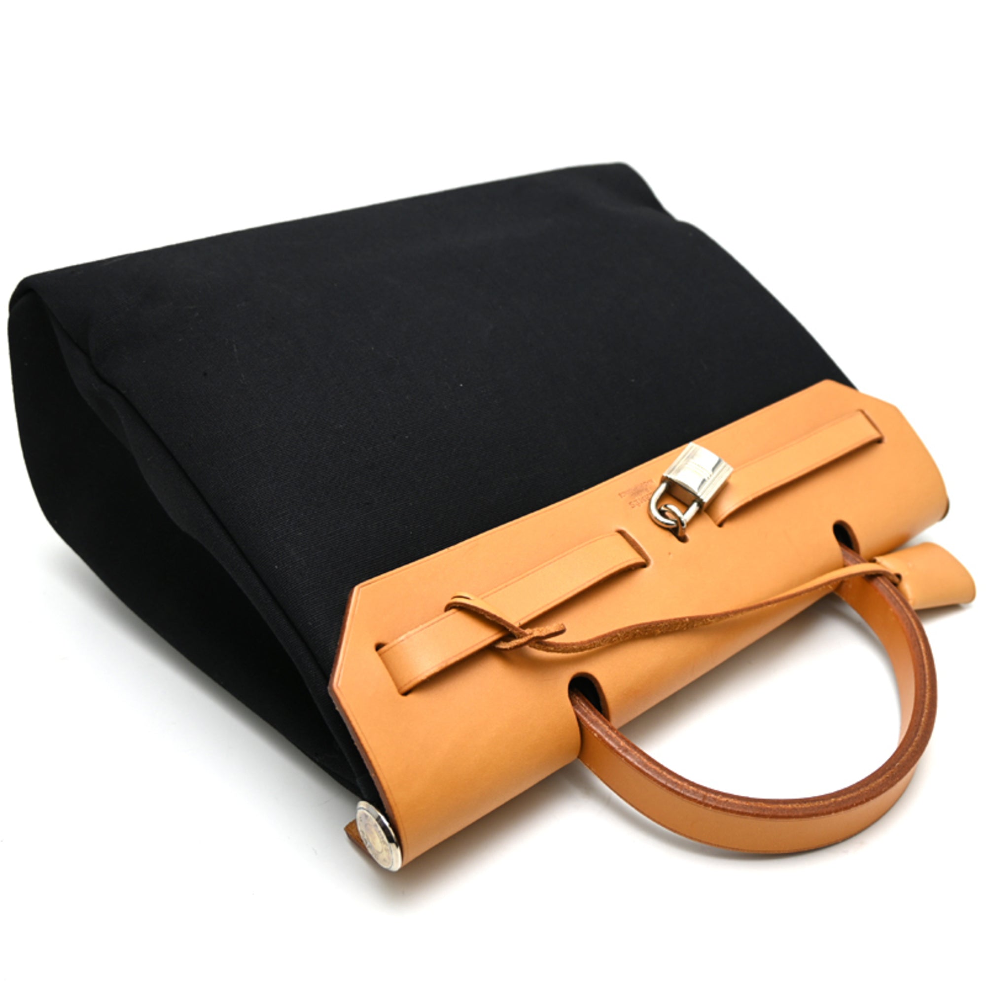 Hermes Beige Black Toile Officier Handbag Shoulder Bag (Pre-Owned)