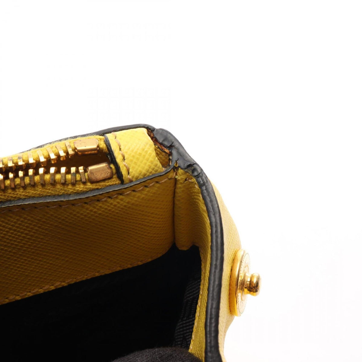 Prada Saffiano Yellow Leather Handbag Tote Bag (Pre-Owned)