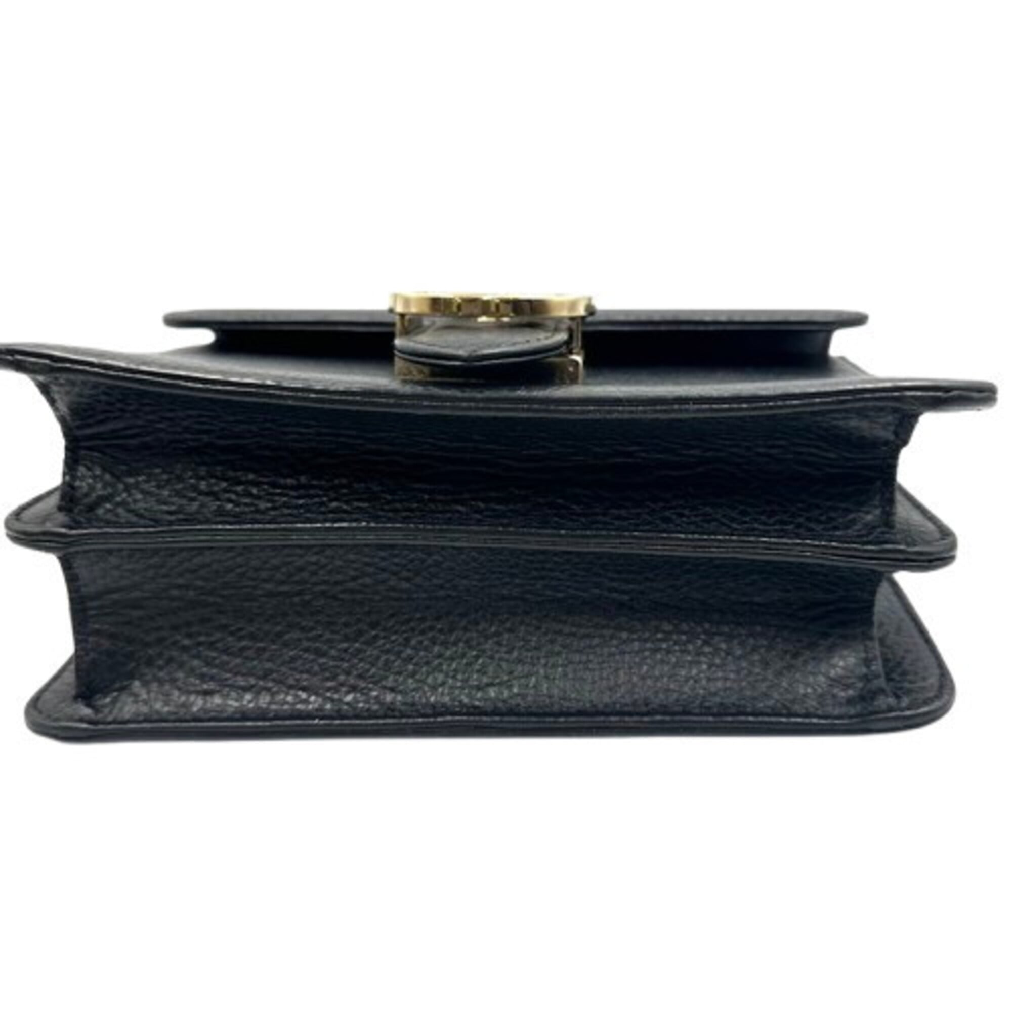 Gucci Gg Marmont Black Leather Shoulder Bag (Pre-Owned)