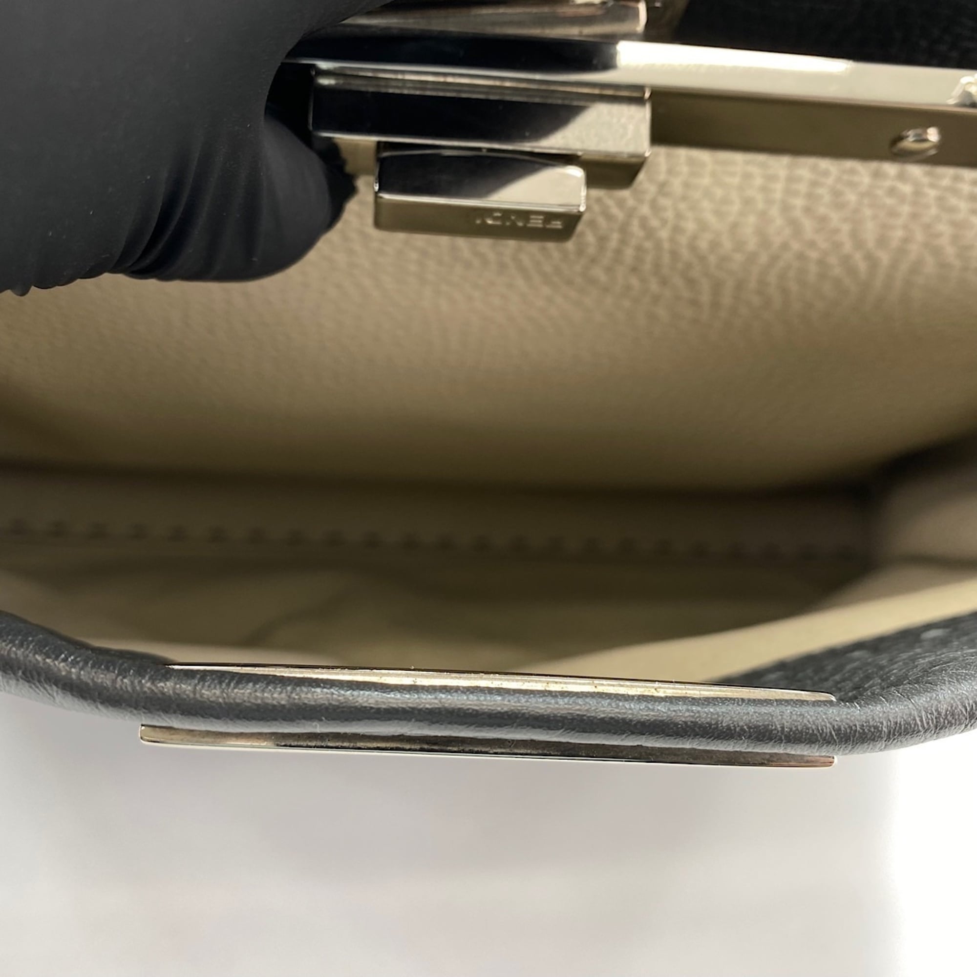 Fendi Peekaboo Gray Handbag Shoulder Bag (Pre-Owned)