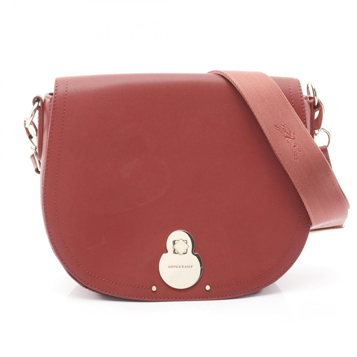 Longchamp Red Color Leather Handbag Shoulder Bag (Pre-Owned)