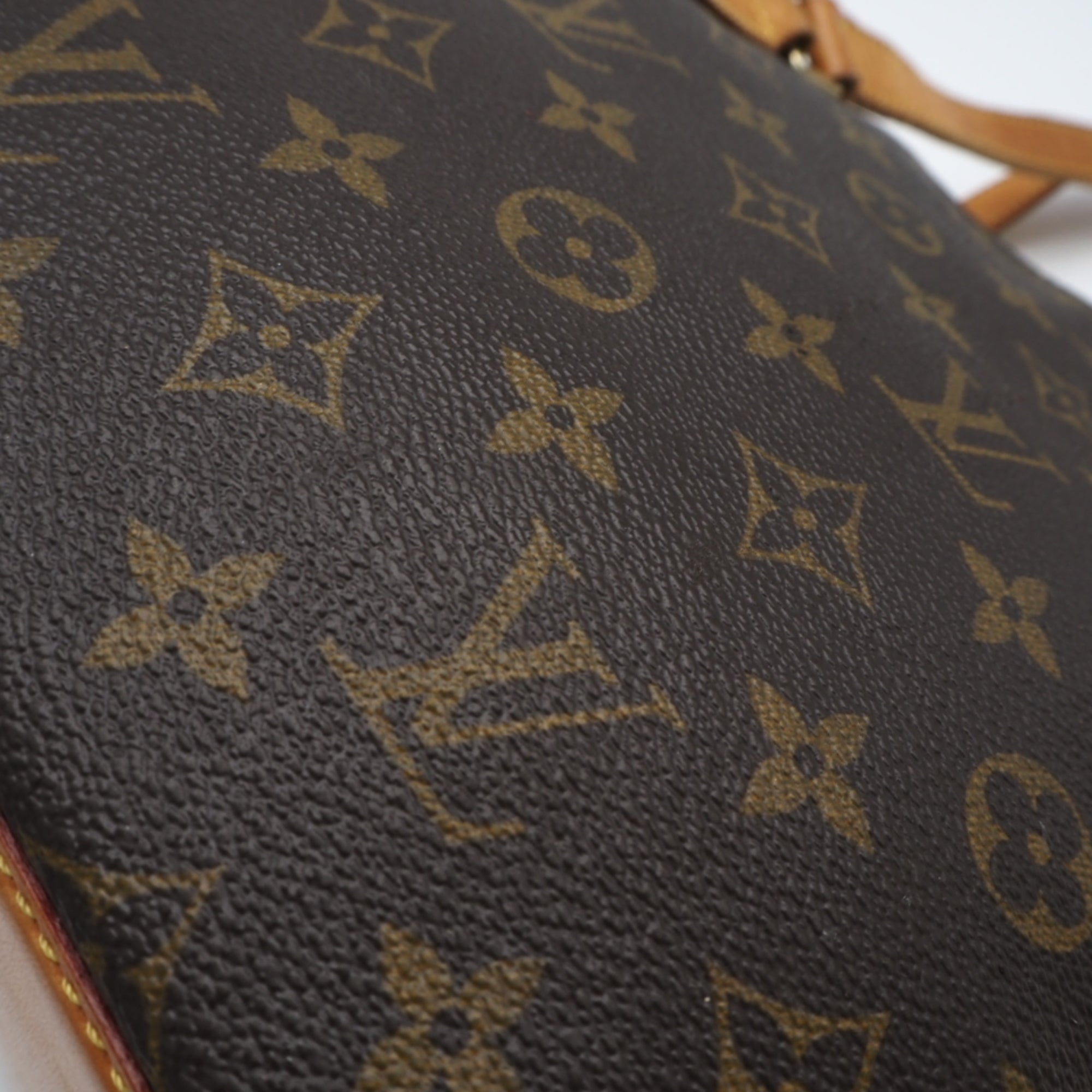 Louis Vuitton Beige Brown Coated Canvas Leather Handbag (Pre-Owned)