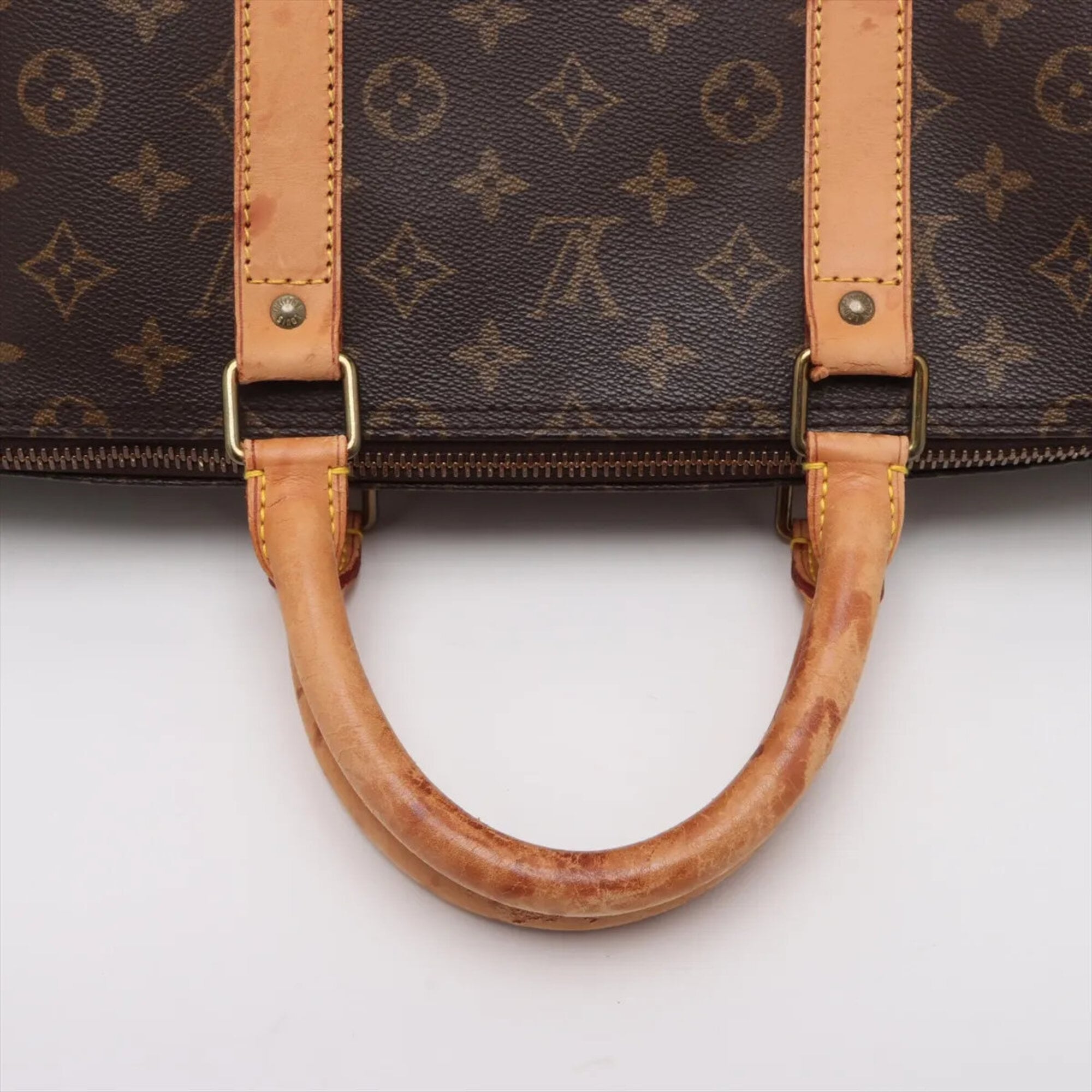 Louis Vuitton Brown Leather Coated Canvas Boston Bag Tote Bag (Pre-Owned)