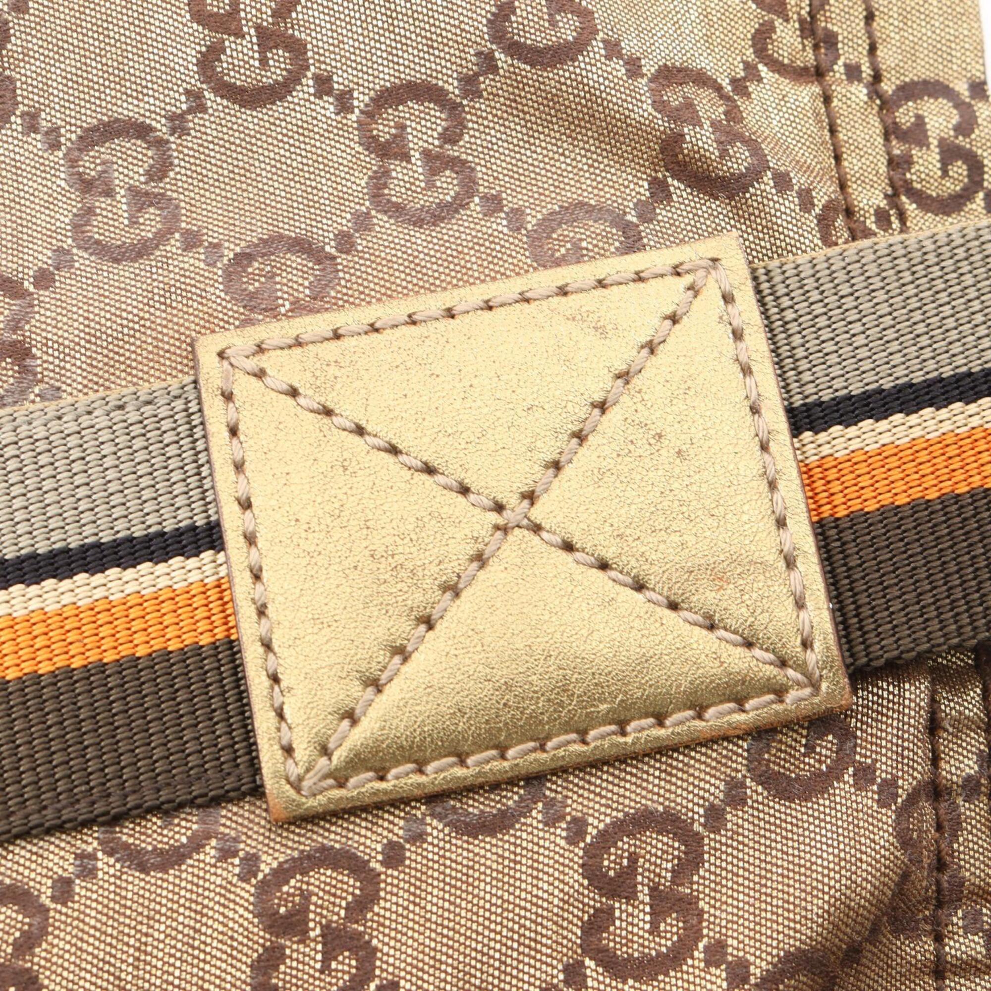 Gucci Brown Gold Canvas Tote Bag (Pre-Owned)