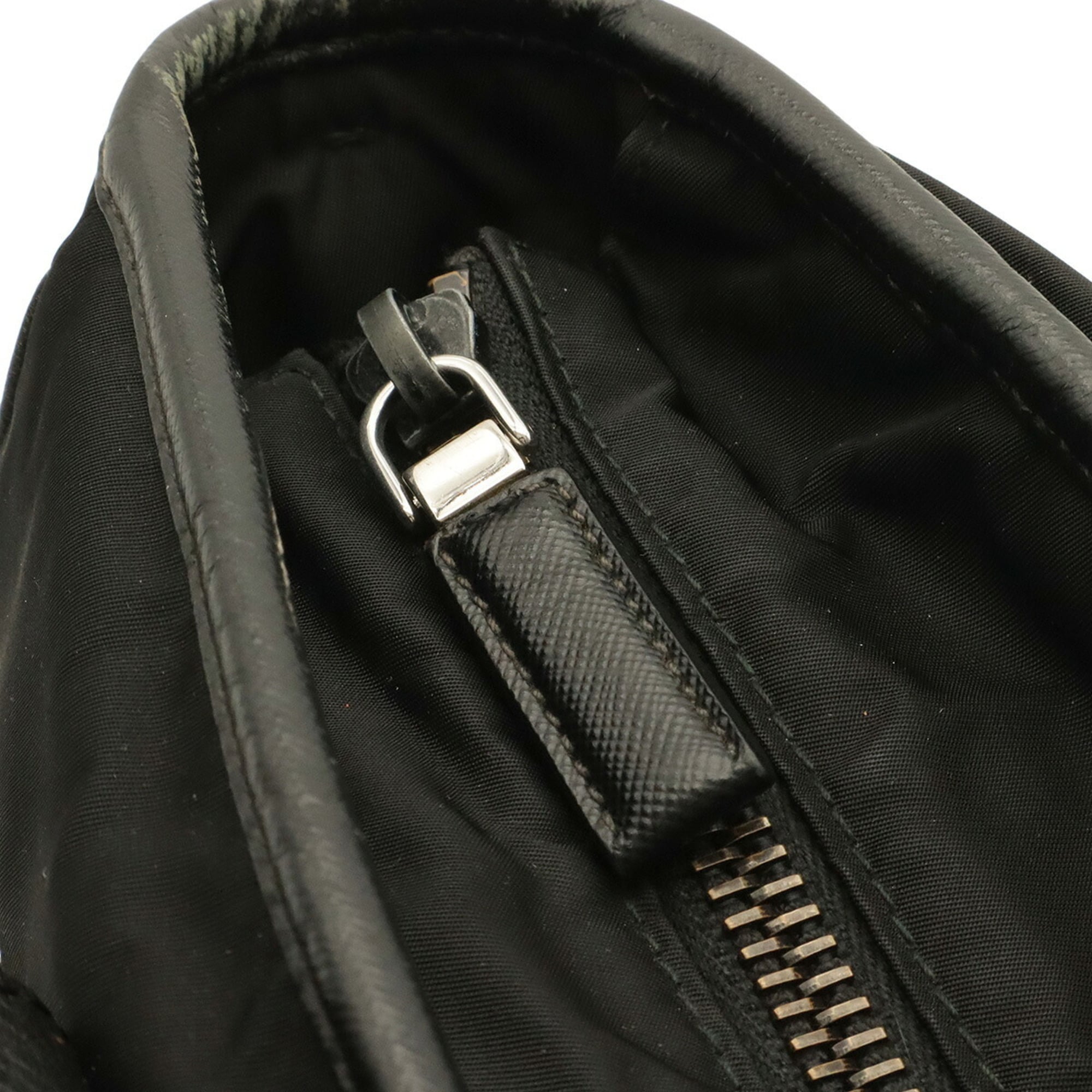 Prada Black Nylon Leather Handbag Shoulder Bag Tote Bag (Pre-Owned)