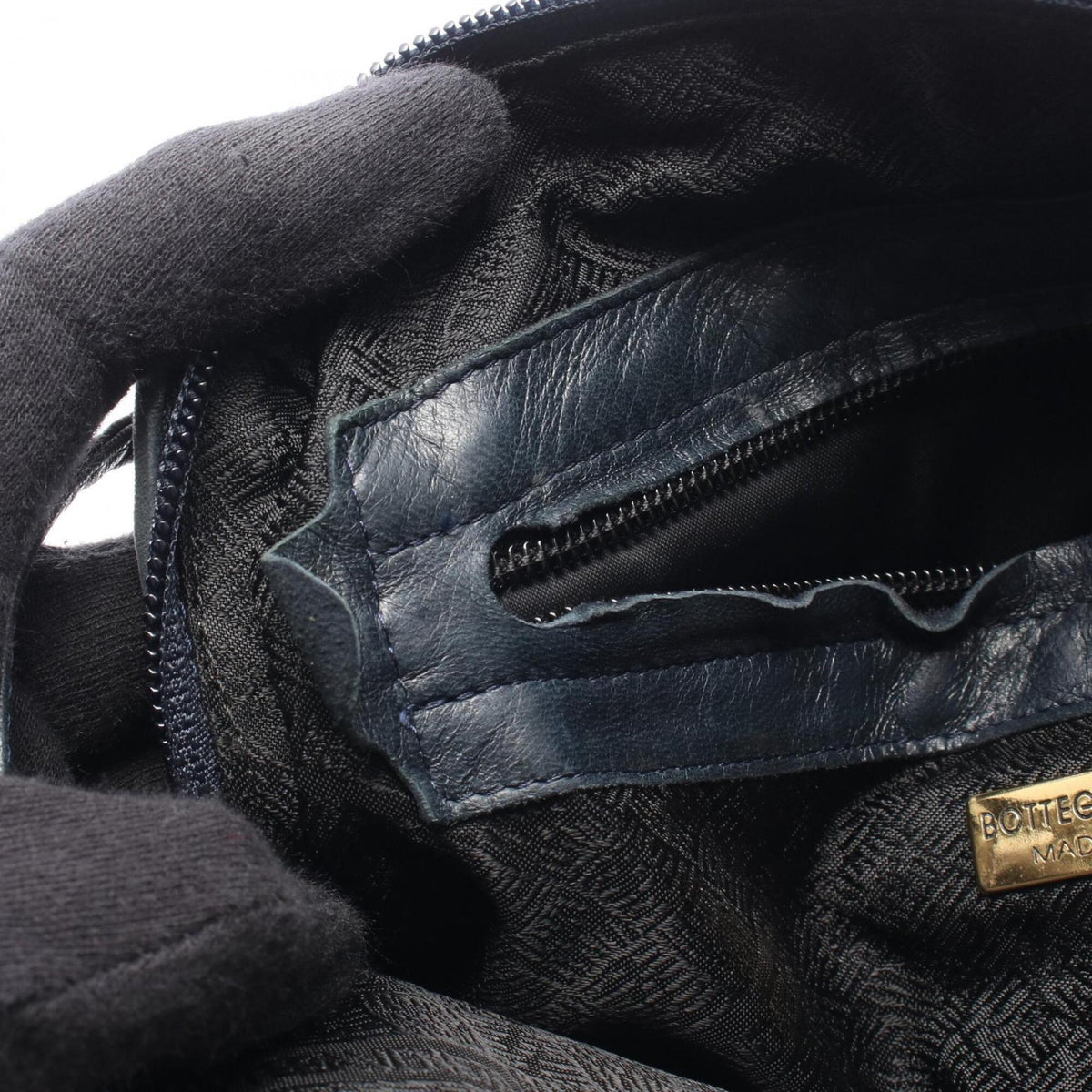 Bottega Veneta Navy Intrecciato Handbag Shoulder Bag (Pre-Owned)