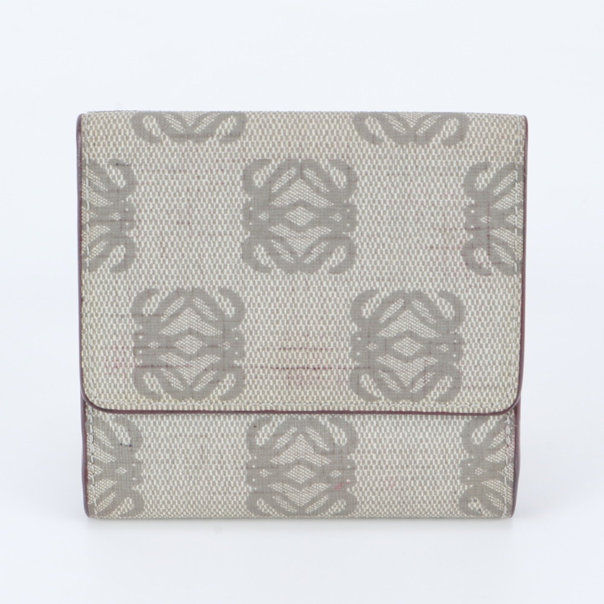 Loewe Beige Leather Coated Canvas Wallet (Tri-Fold) (Pre-Owned)
