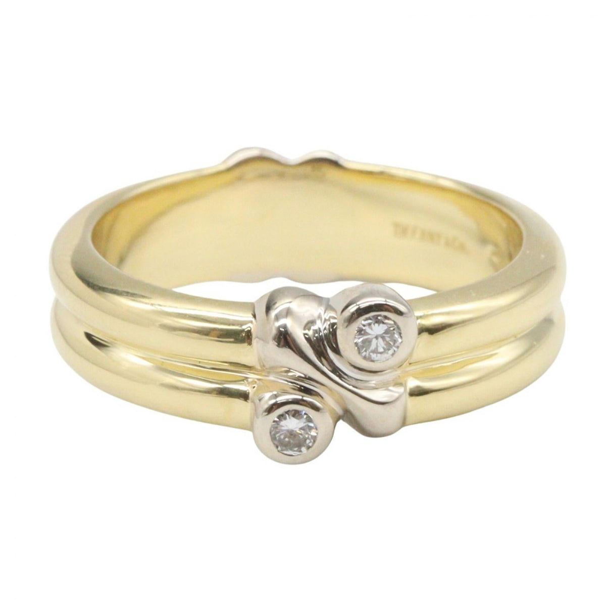 Tiffany Gold Silver Clear Yellow Gold (18K) White Gold (18K) Band Ring (Pre-Owned)