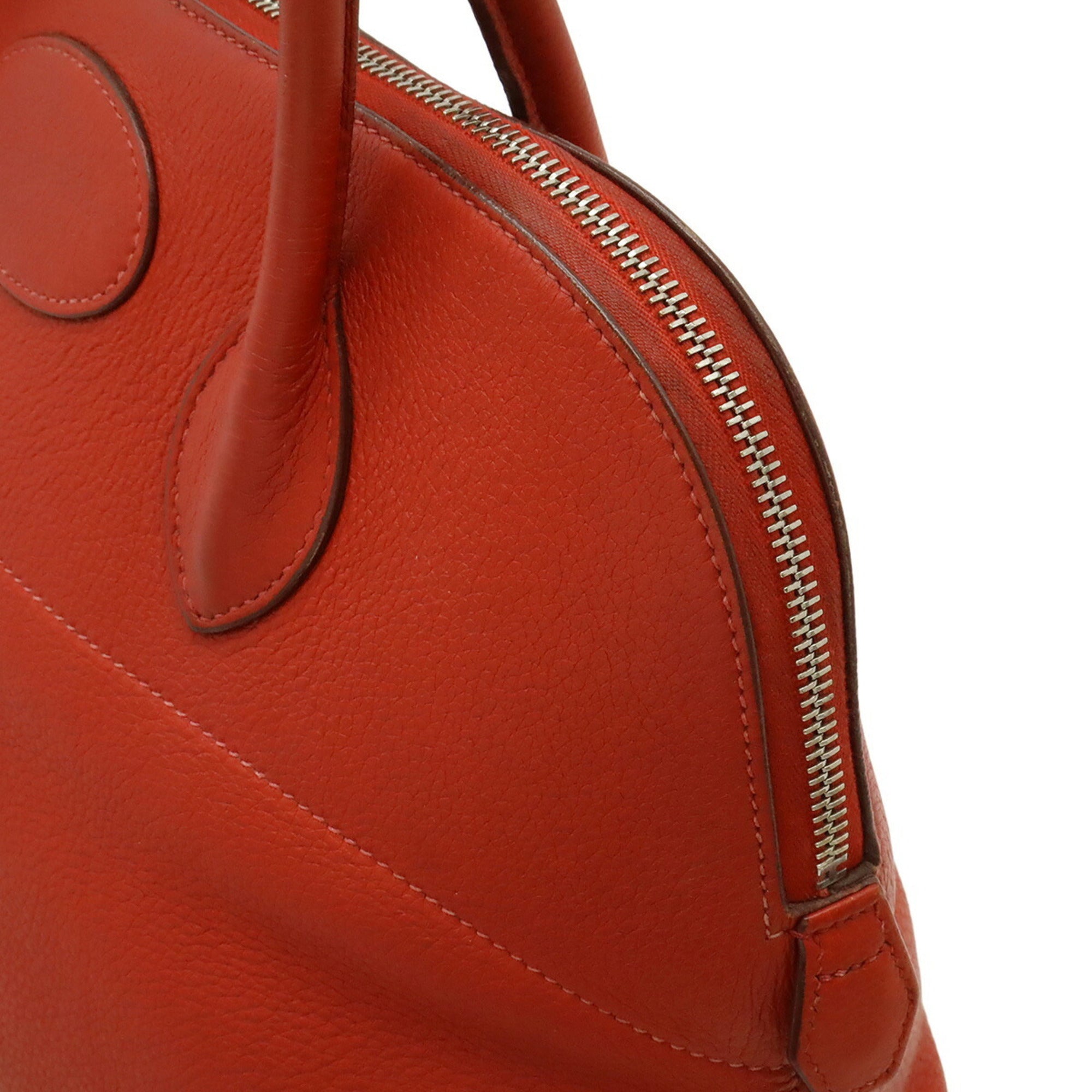 Hermes Red Color Taurillon Clemence Leather Handbag Tote Bag (Pre-Owned)