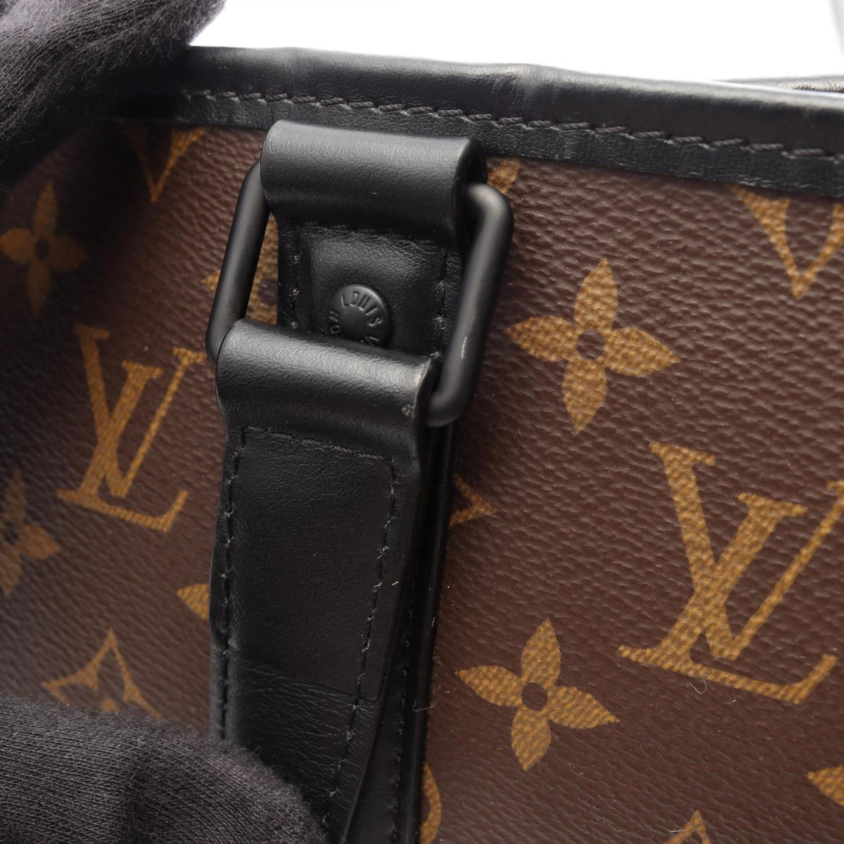 Louis Vuitton Black Brown Coated Canvas Leather Handbag Tote Bag (Pre-Owned)