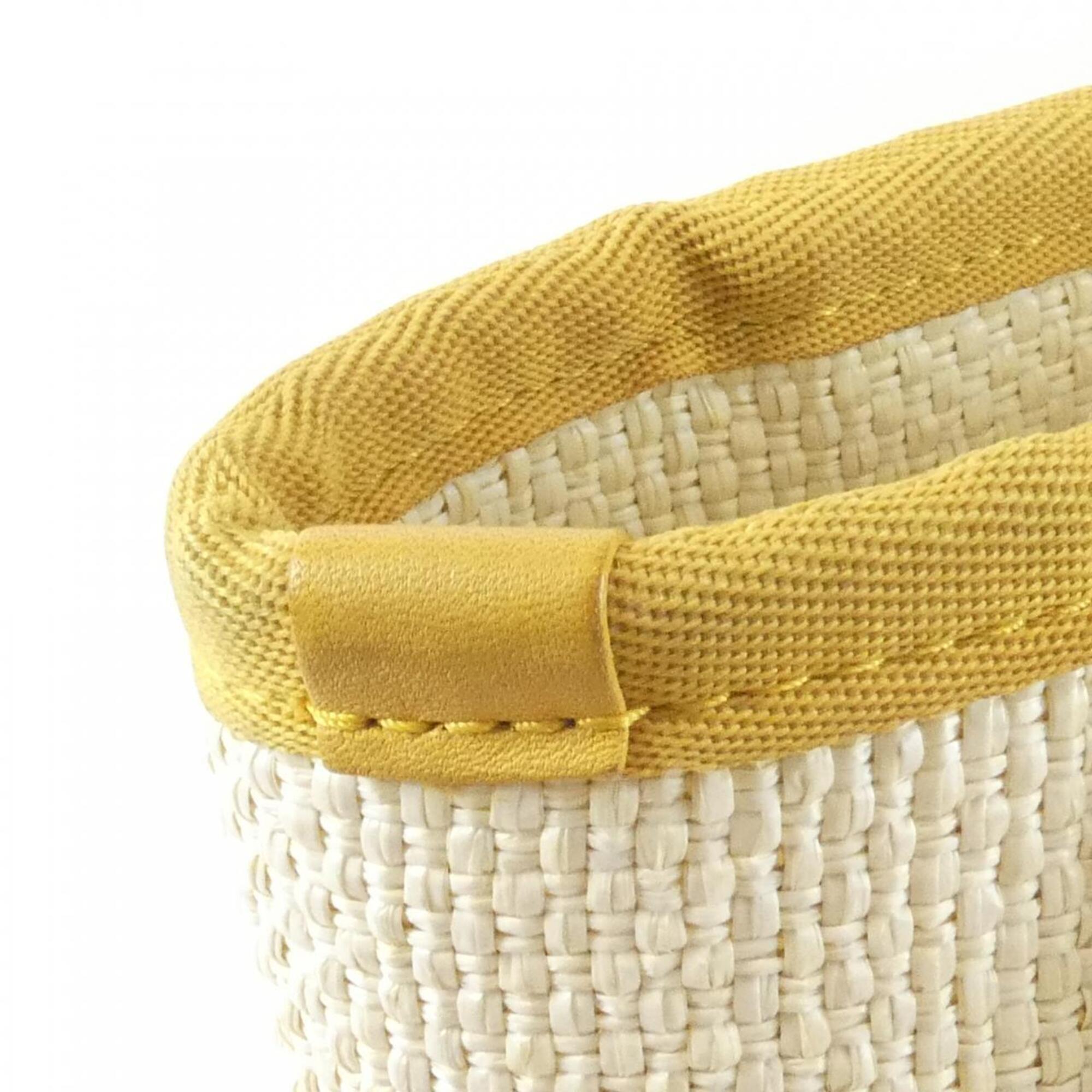 Chanel Beige Ivory Yellow Nylon Canvas Handbag (Pre-Owned)