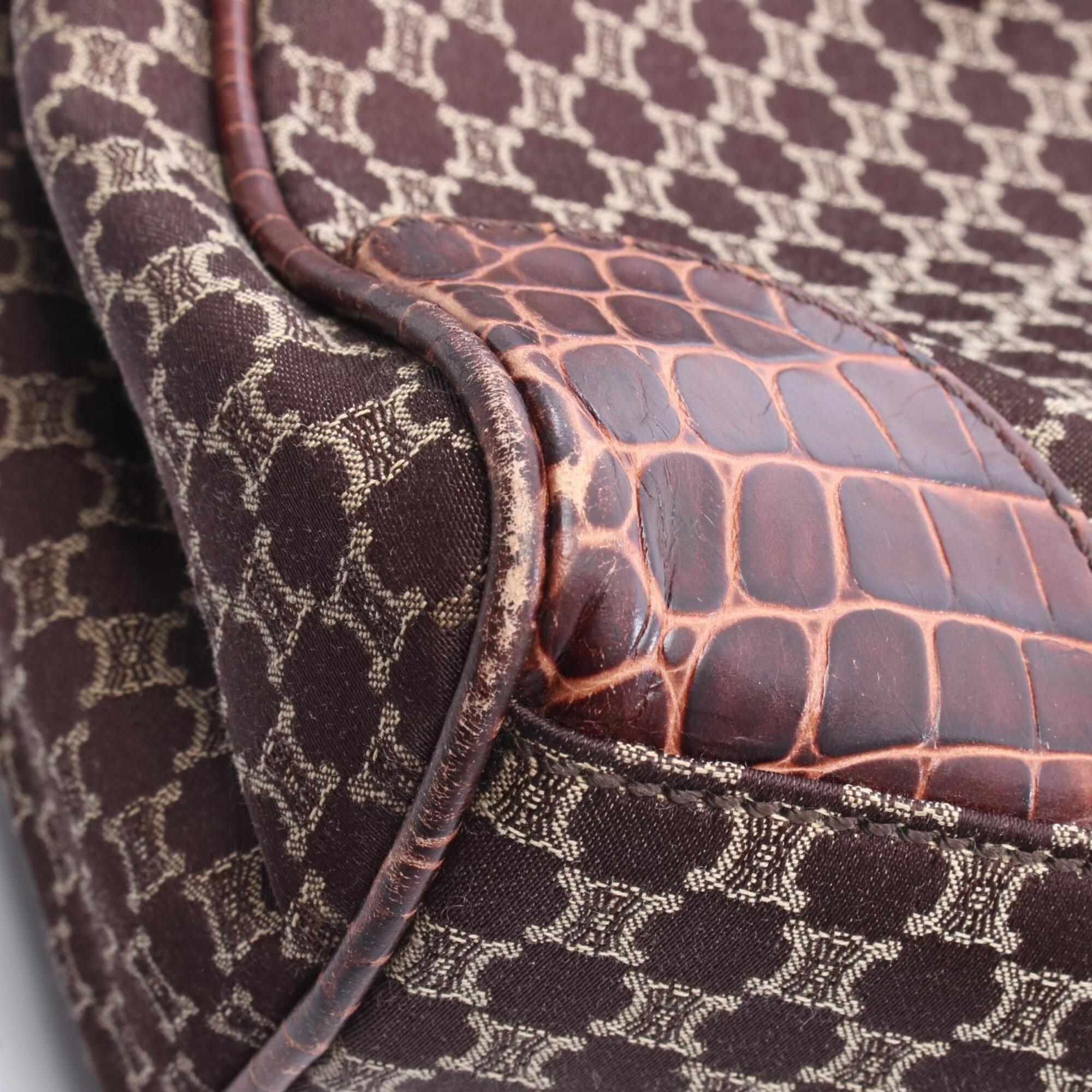 Celine Macadam Brown Canvas Leather Handbag Tote Bag (Pre-Owned)