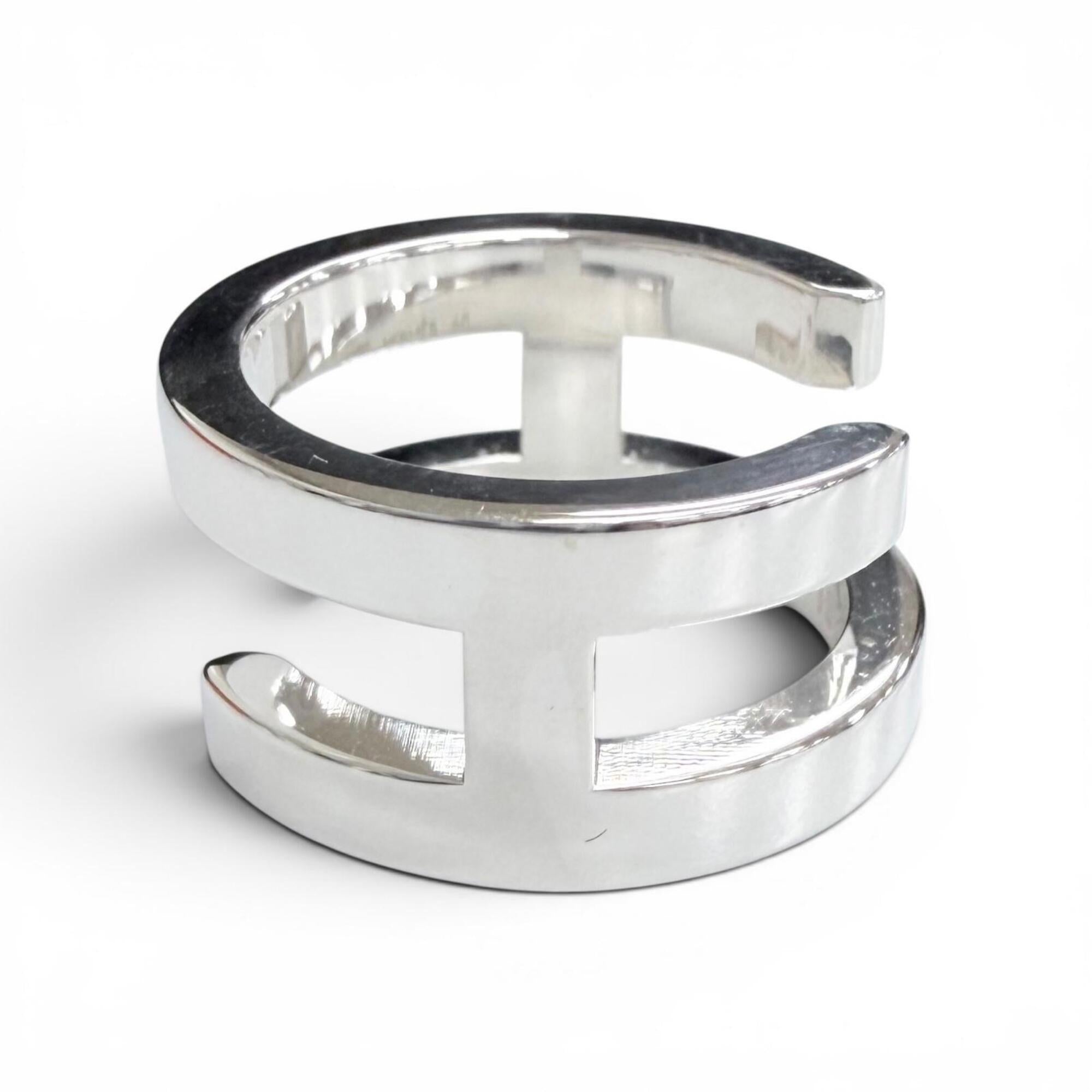 Hermes Silver Silver 925 Band Ring (Pre-Owned)