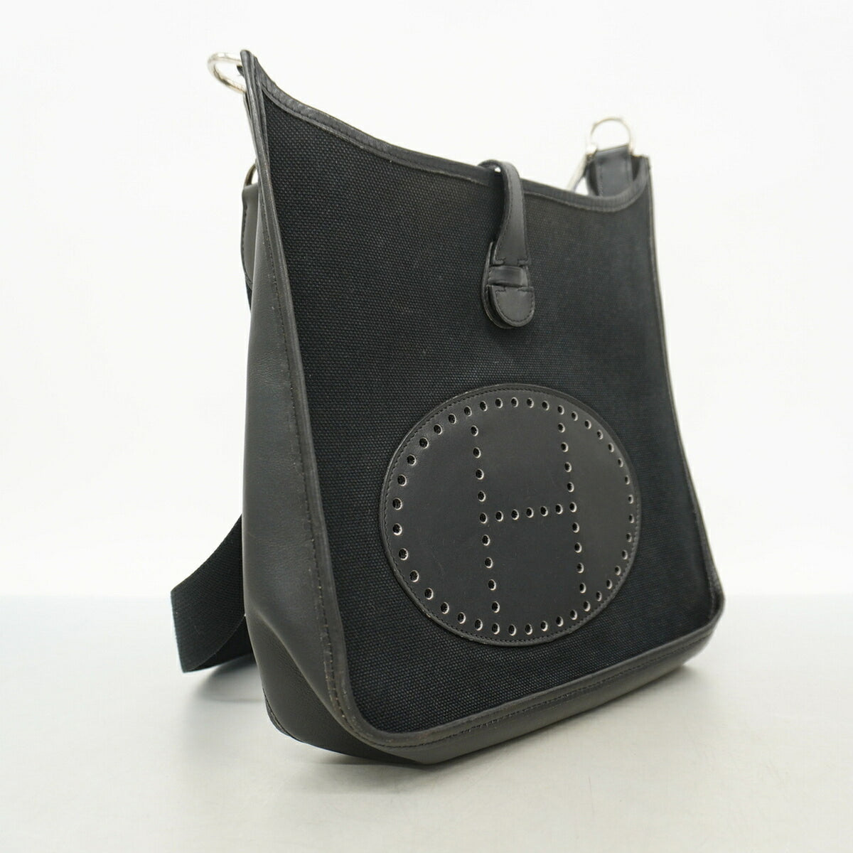 Hermes Black Toile Officier Shoulder Bag (Pre-Owned)