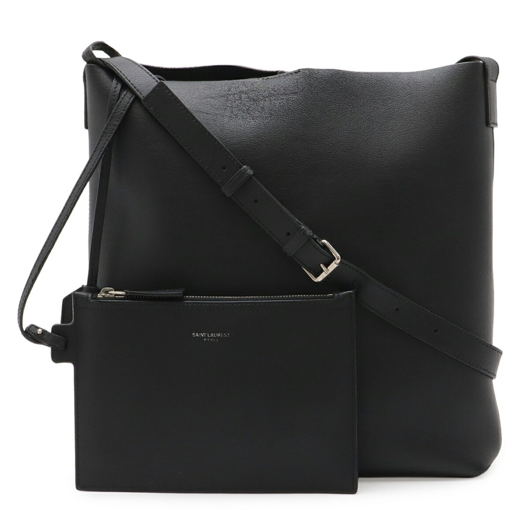 Yves Saint Laurent Black Leather Pouch Shoulder Bag (Pre-Owned)