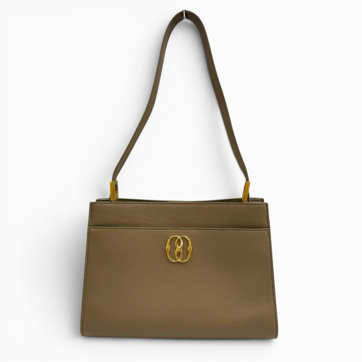 Bally Grayish Leather Handbag Shoulder Bag (Pre-Owned)