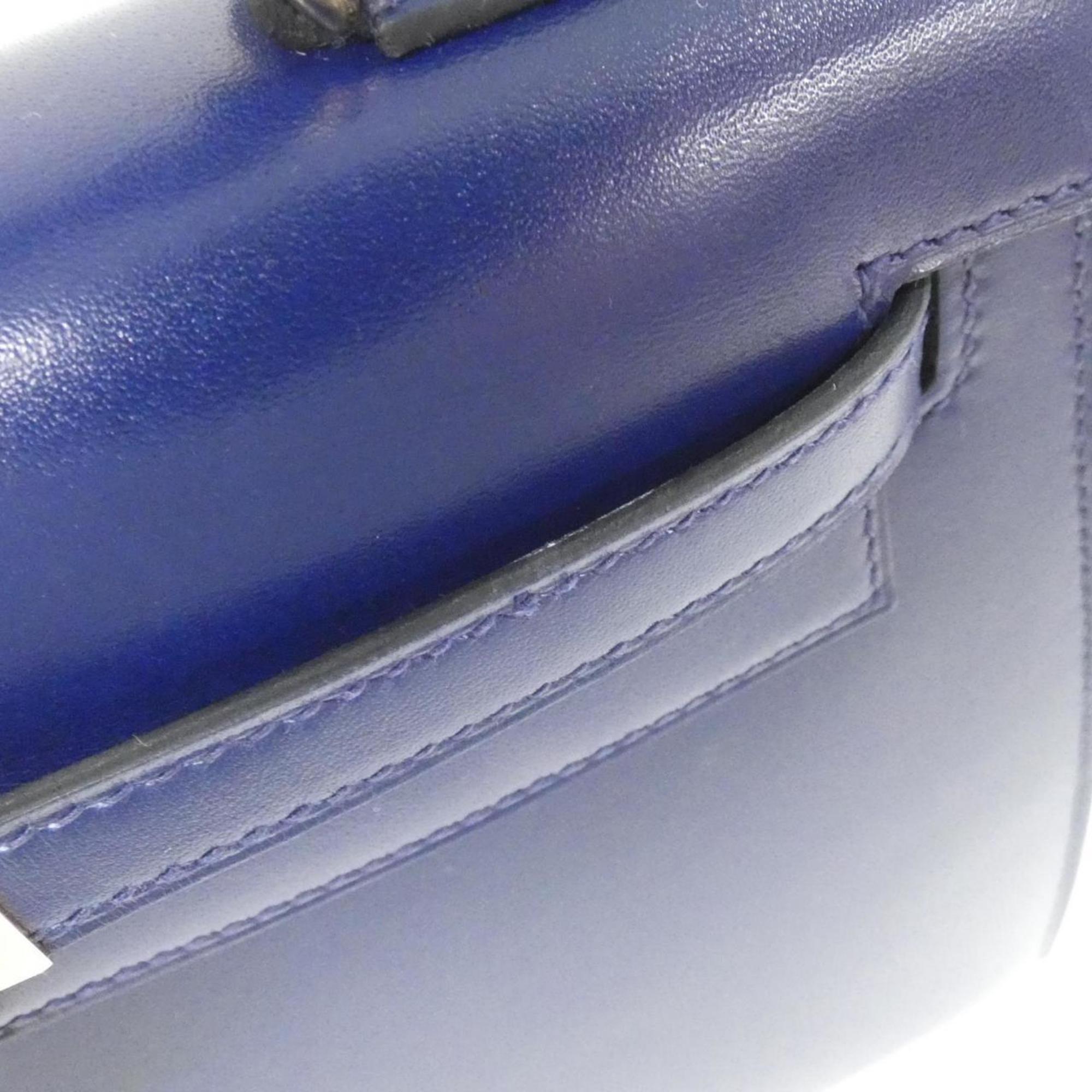 Hermes Bleu Saphir Blue Box Calf Leather Handbag (Pre-Owned)