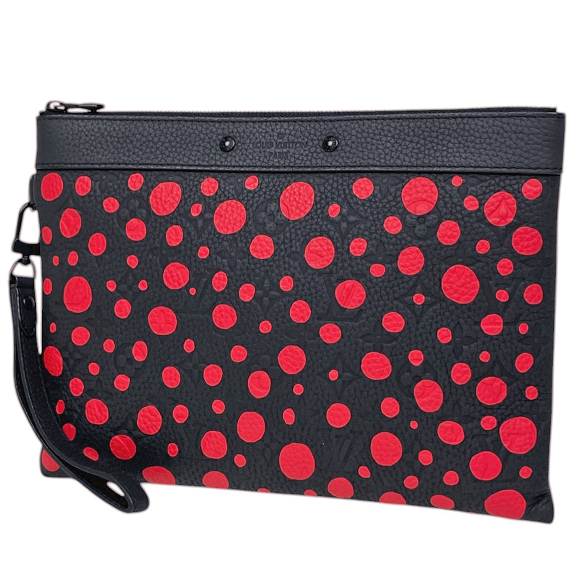 Louis Vuitton Yayoi Kusama Black Noir Leather Pochette (Pre-Owned)
