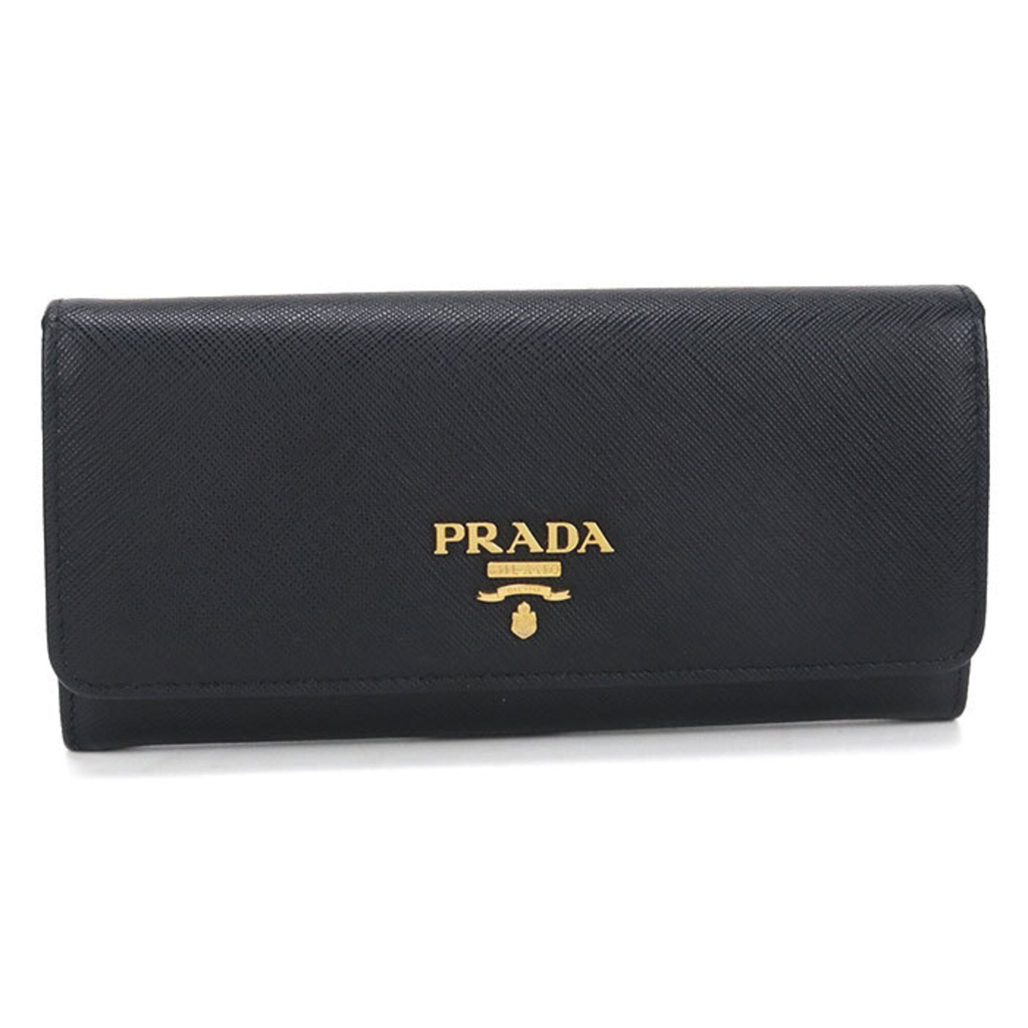 Prada Black Leather Long Wallet (Bi-Fold) (Pre-Owned)