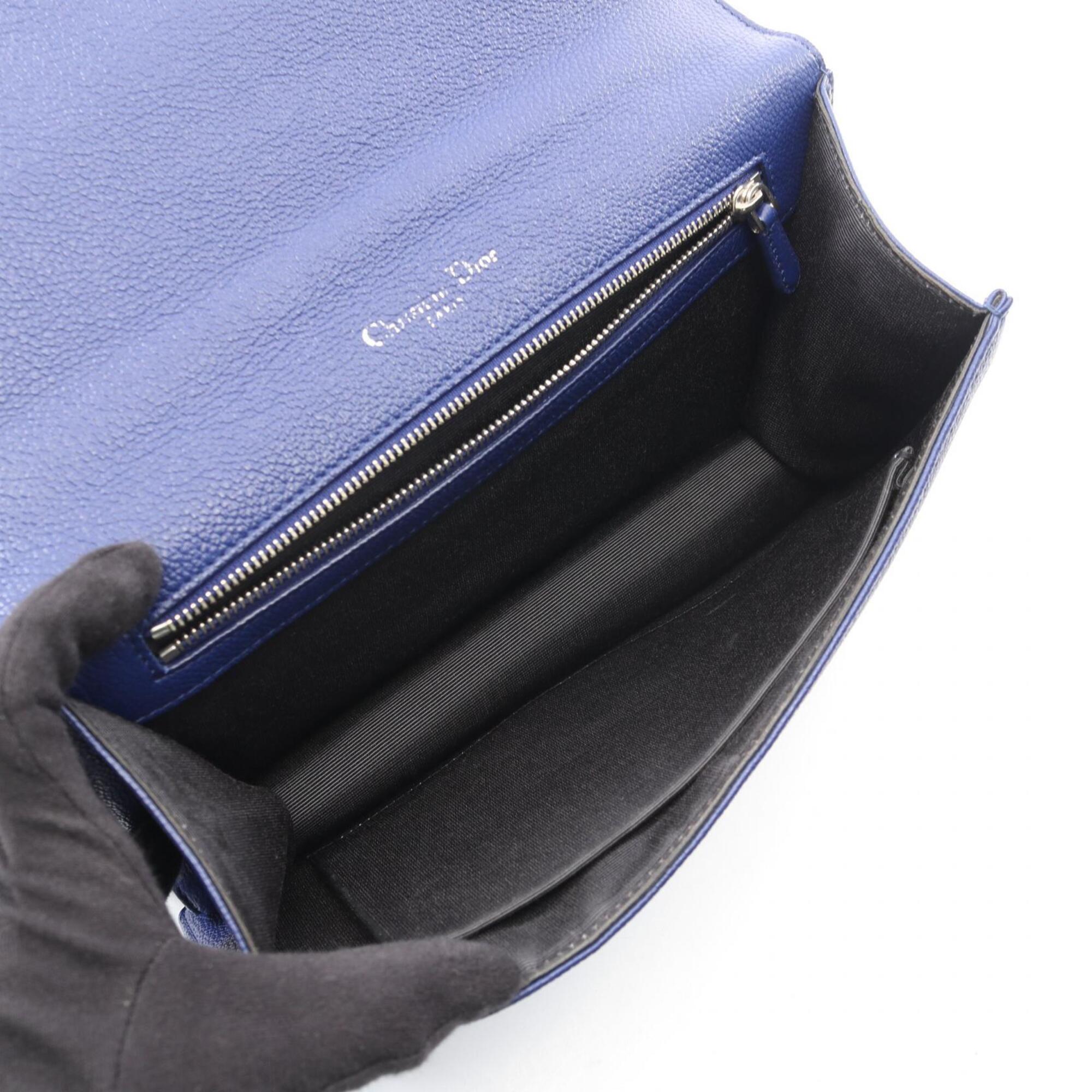 Christian Dior Blue Leather Handbag Shoulder Bag (Pre-Owned)
