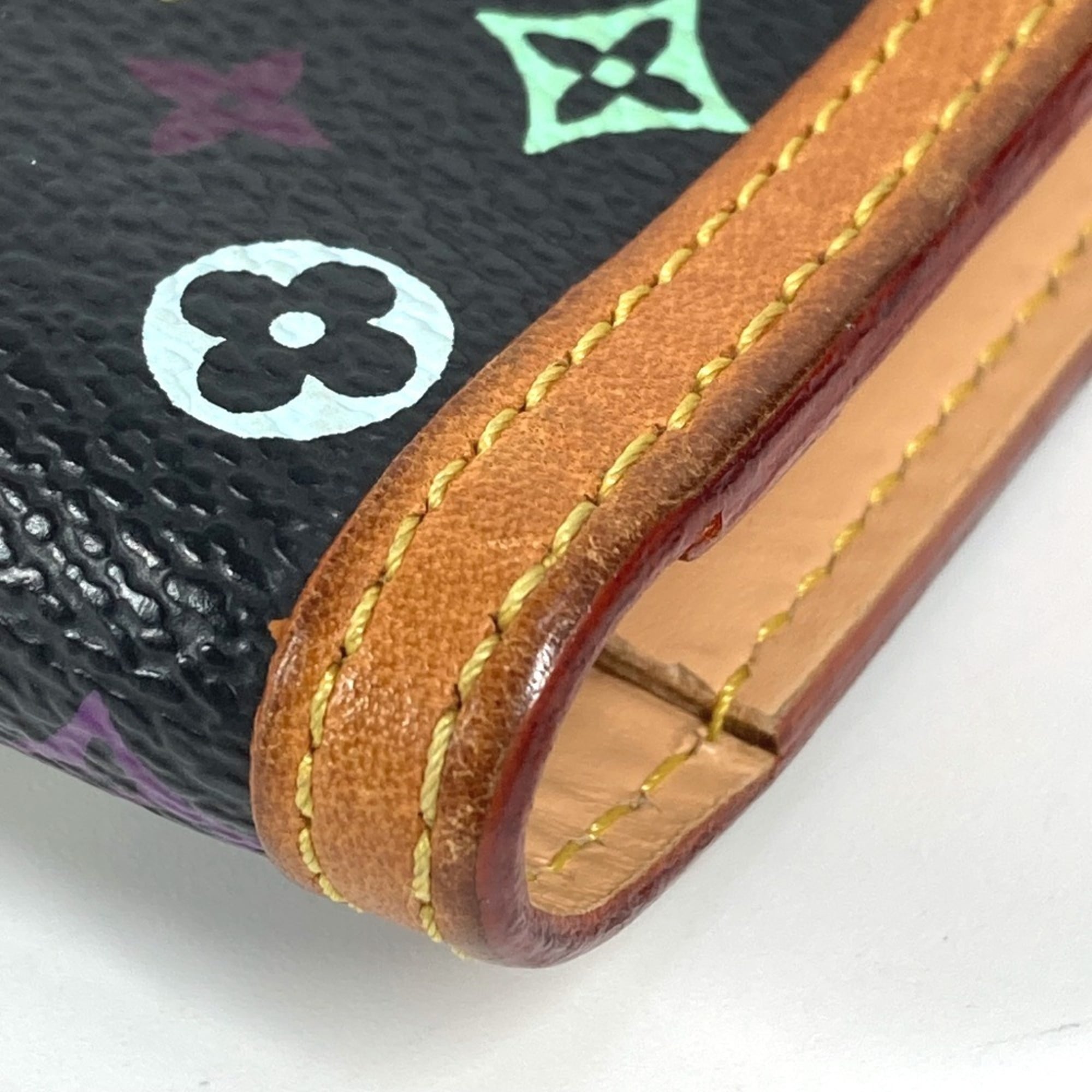 Louis Vuitton Black Noir Monogram Multicolore Long Wallet (Tri-Fold) (Pre-Owned)
