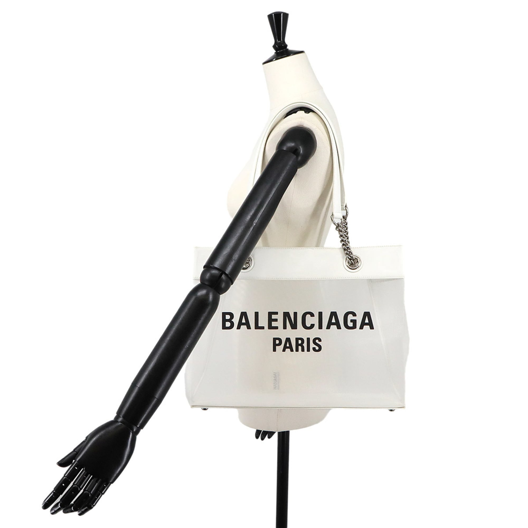 Balenciaga White Mesh Leather Tote Bag (Pre-Owned)
