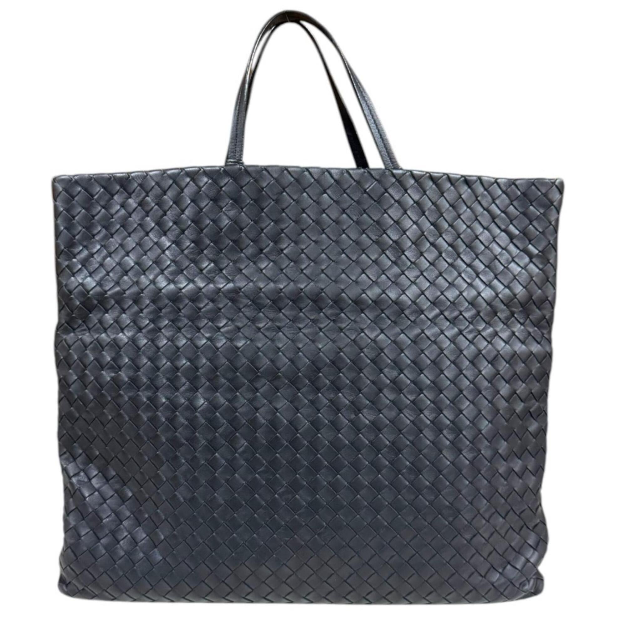 Bottega Veneta Intrecciato Black Leather Shoulder Bag Tote Bag (Pre-Owned)