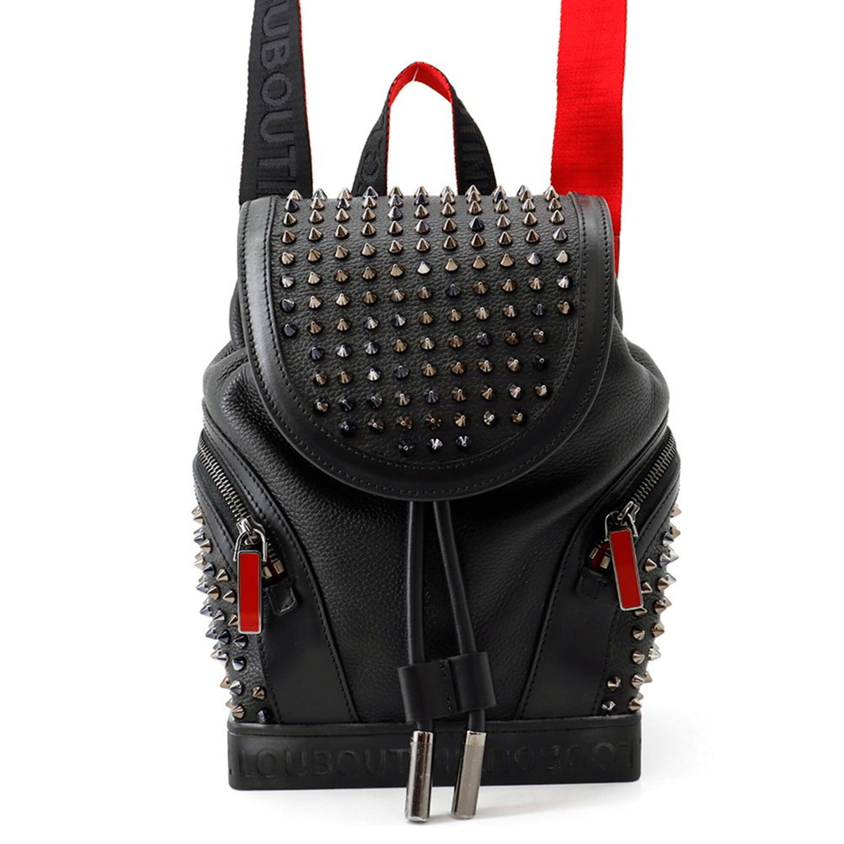 Christian Louboutin Black Red Color Leather Backpack (Pre-Owned)