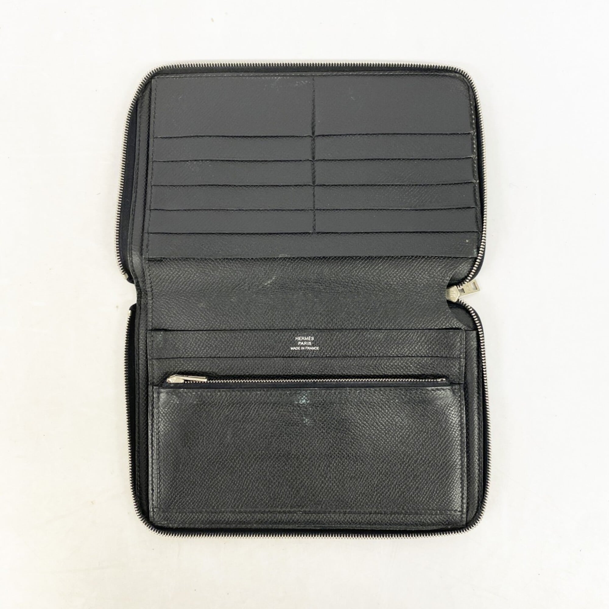 Hermes Black Leather Long Wallet (Bi-Fold) (Pre-Owned)