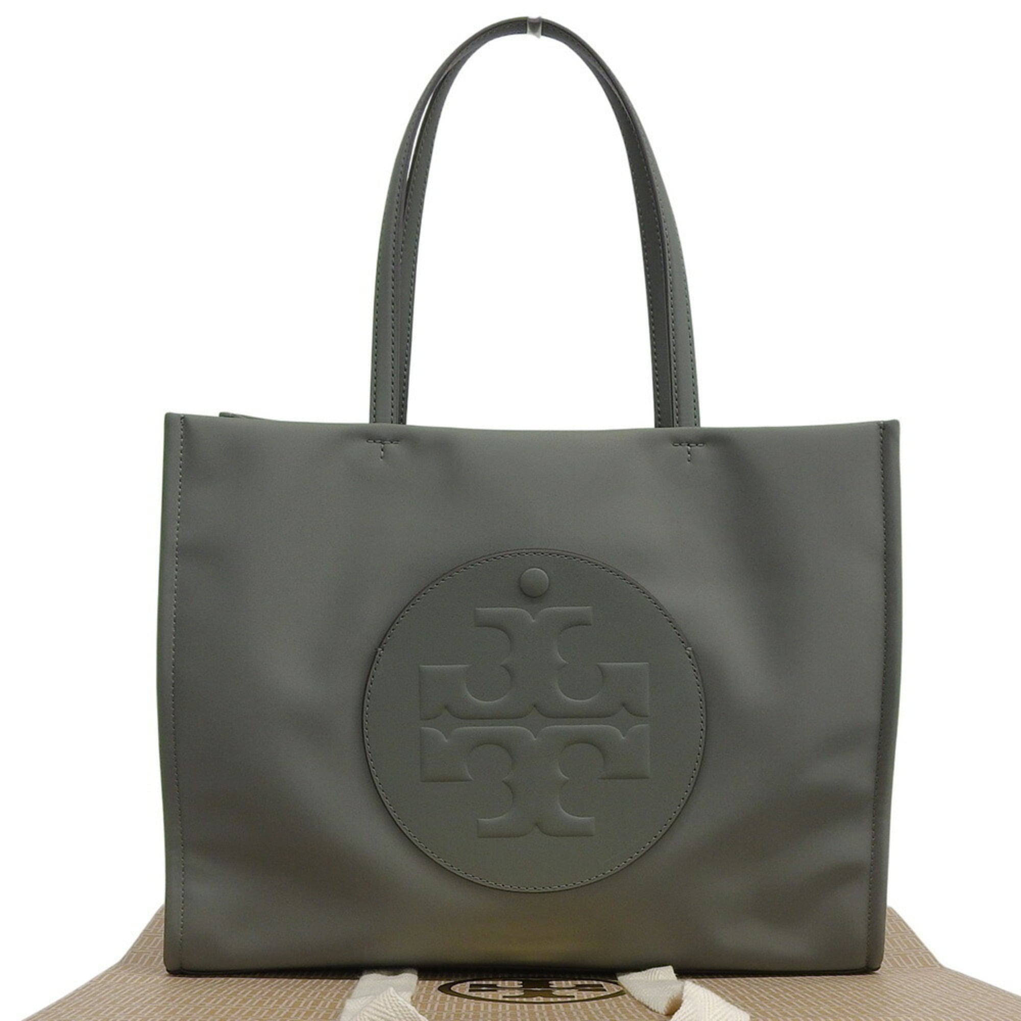 Tory Burch Gray Nylon Leather Tote Bag (Pre-Owned)