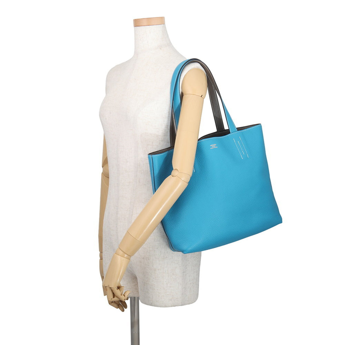 Hermes Etain Taurillon Clemence Leather Handbag Tote Bag (Pre-Owned)