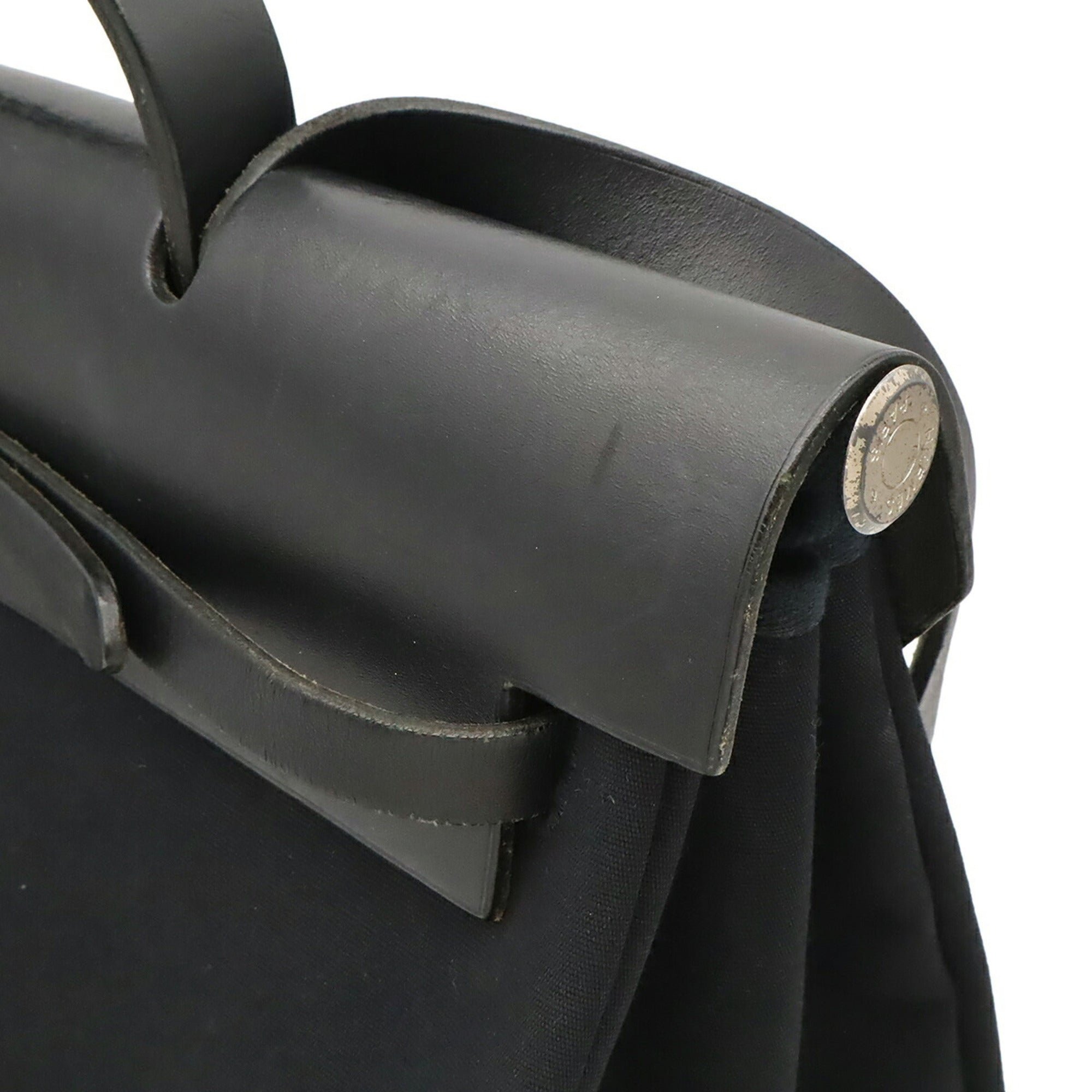 Hermes Black Toile Officier Handbag Shoulder Bag (Pre-Owned)