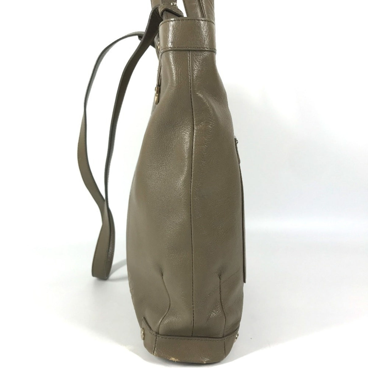 Bvlgari Gray Leather Handbag Shoulder Bag Tote Bag (Pre-Owned)