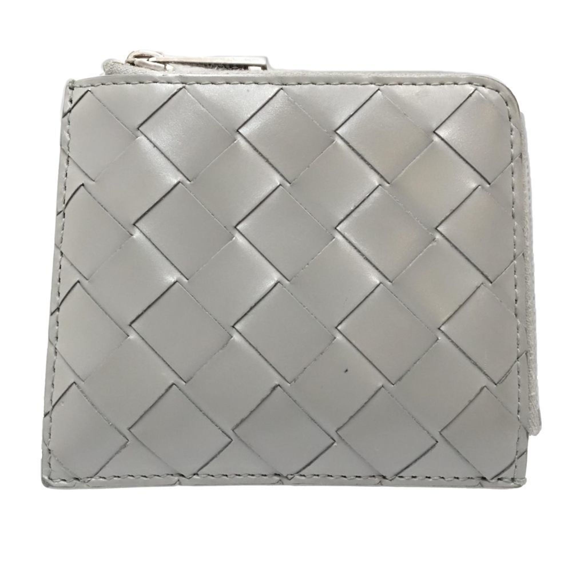 Bottega Veneta Gray Intrecciato Coin Purse/Coin Case (Pre-Owned)