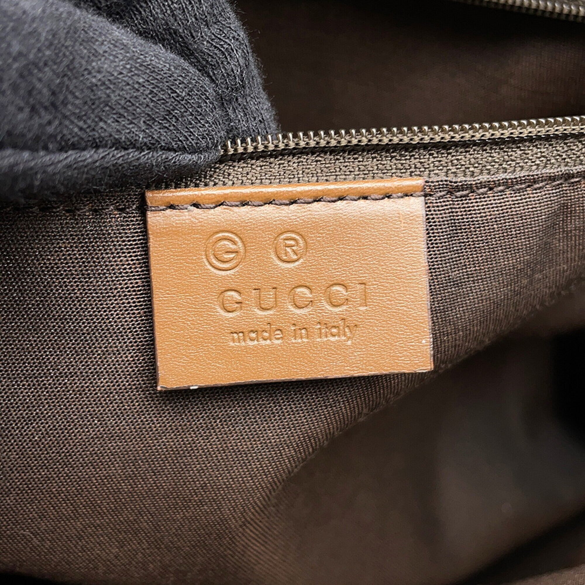 Gucci Gg Canvas Beige Brown Gg Canvas Leather Tote Bag (Pre-Owned)