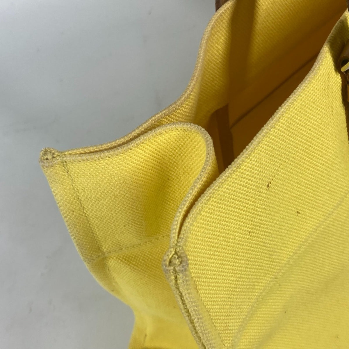 Hermes Yellow Leather Canvas Shoulder Bag Tote Bag (Pre-Owned)
