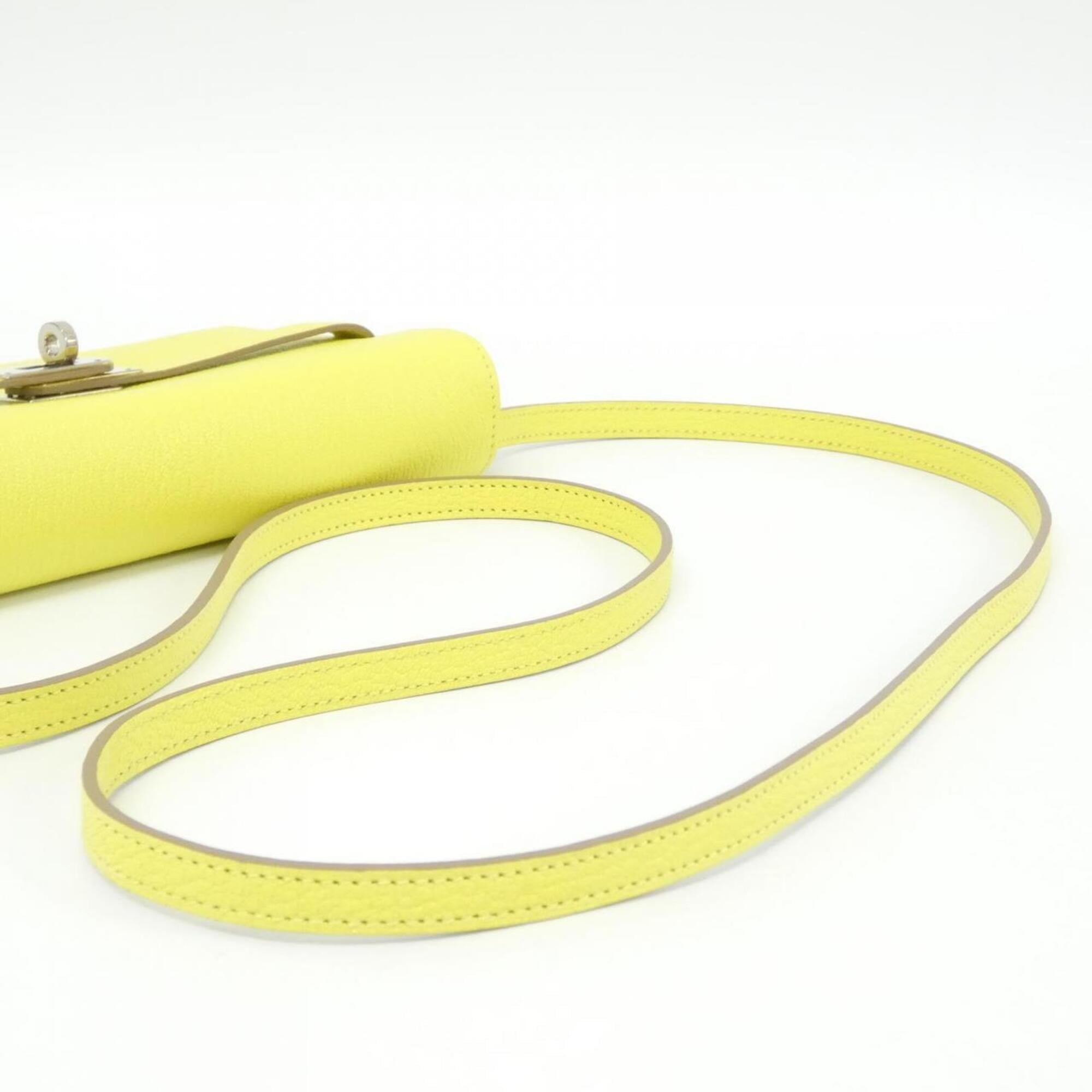 Hermes Kelly Lime Chevre Leather Chain/Shoulder Wallet (Pre-Owned)