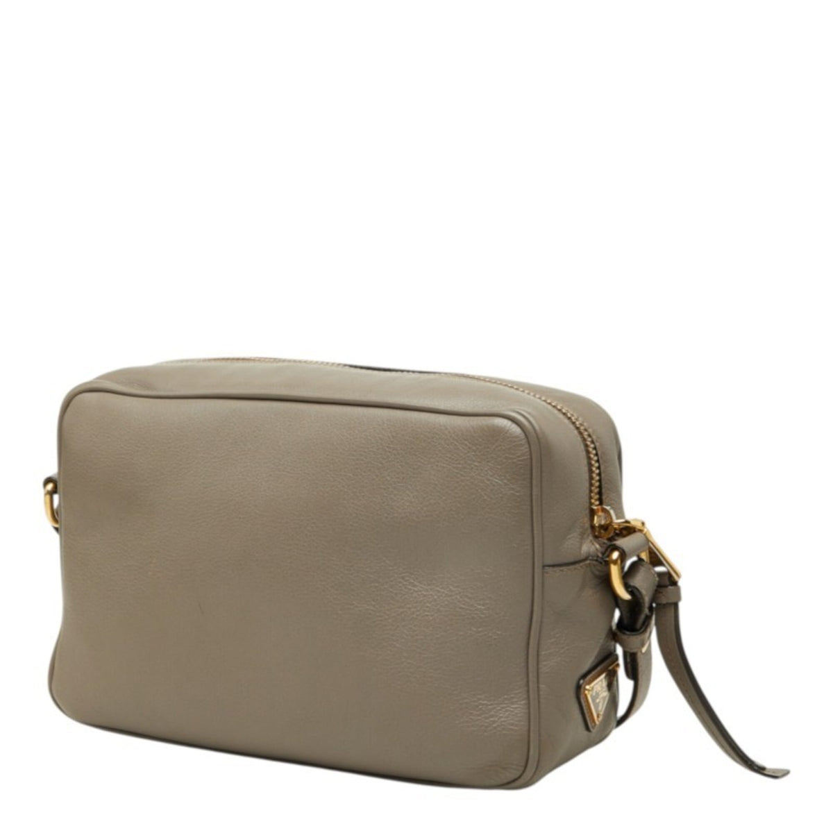 Prada Gray Leather Shoulder Bag (Pre-Owned)