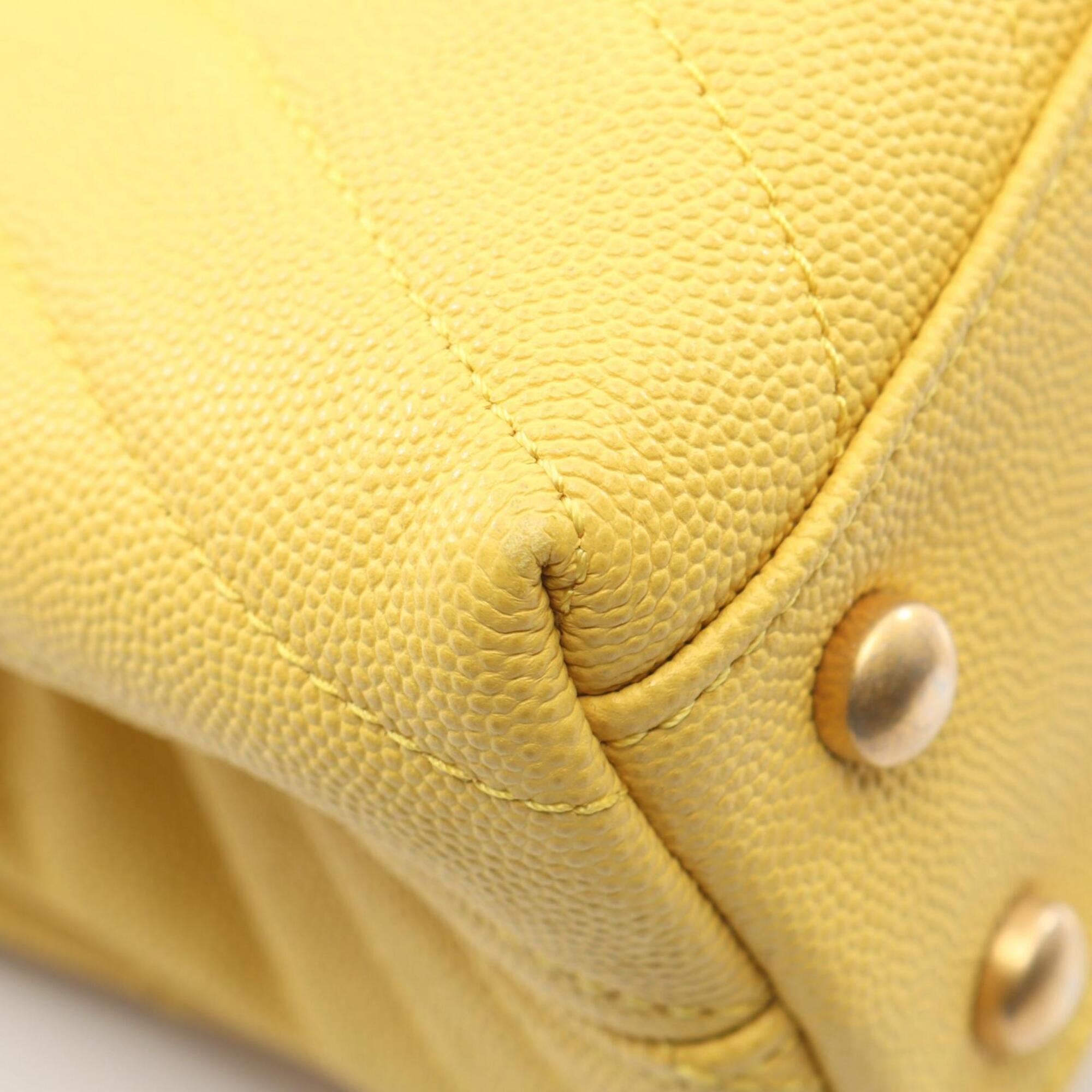 Chanel Yellow Grained Calfskin Handbag (Pre-Owned)