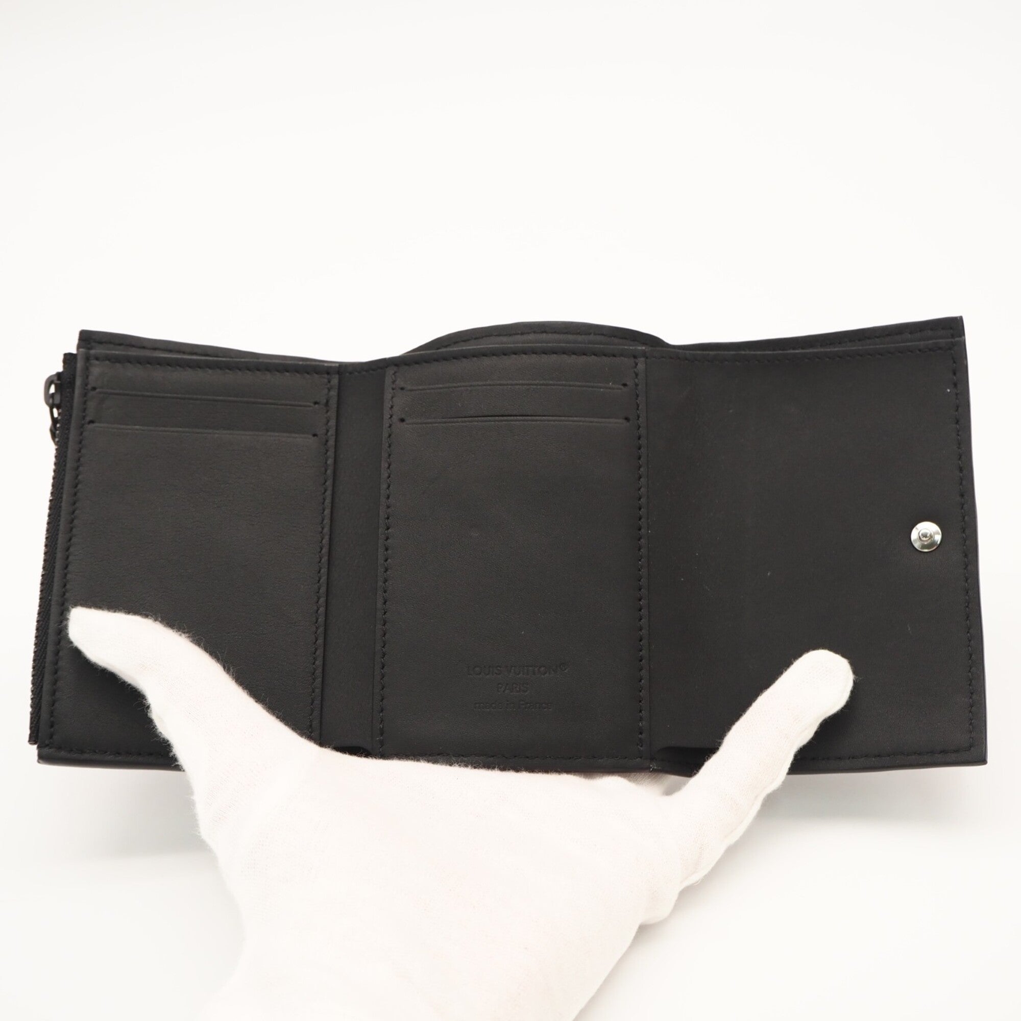Louis Vuitton Monogram Shadow Black Leather Wallet (Tri-Fold) (Pre-Owned)