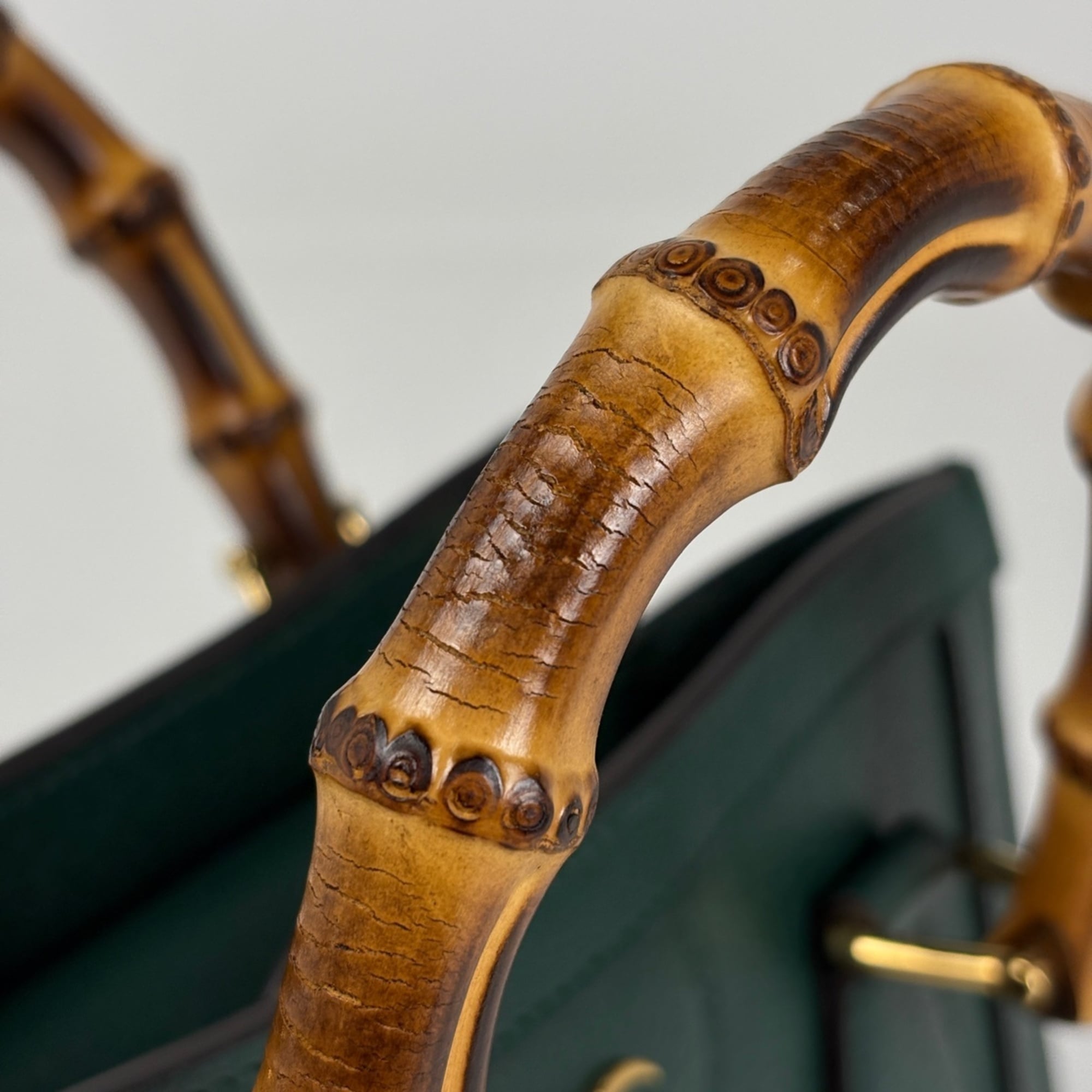 Gucci Bamboo Green Leather Tote Bag (Pre-Owned)