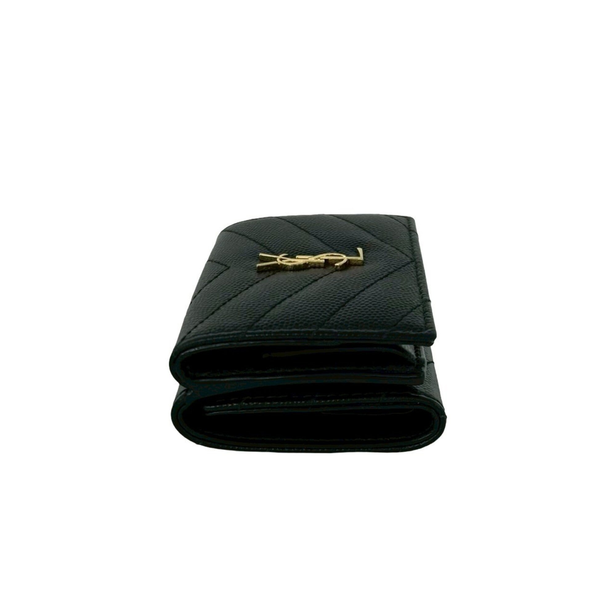 Yves Saint Laurent Black Leather Wallet (Tri-Fold) (Pre-Owned)