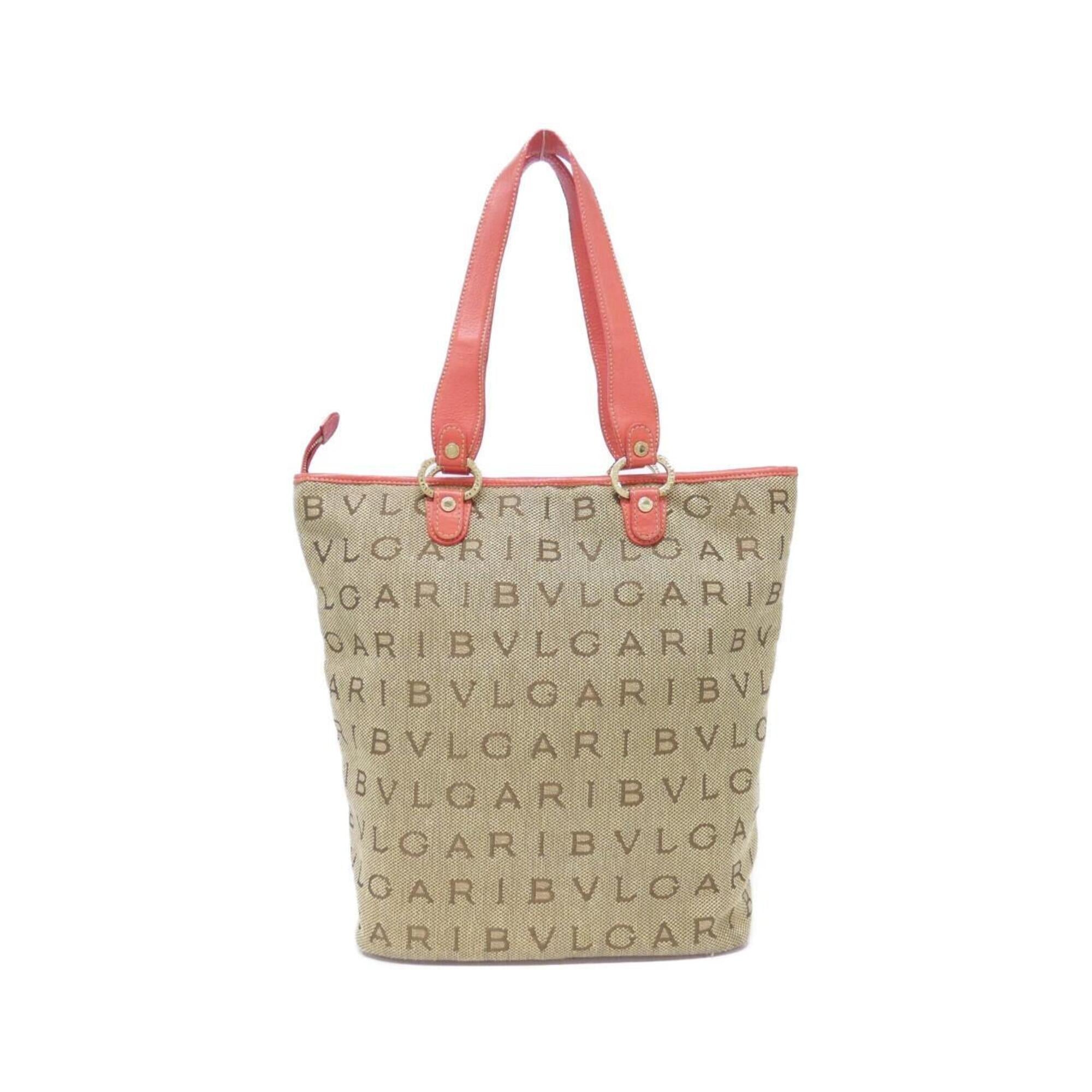Bvlgari Beige Orange Canvas Handbag (Pre-Owned)